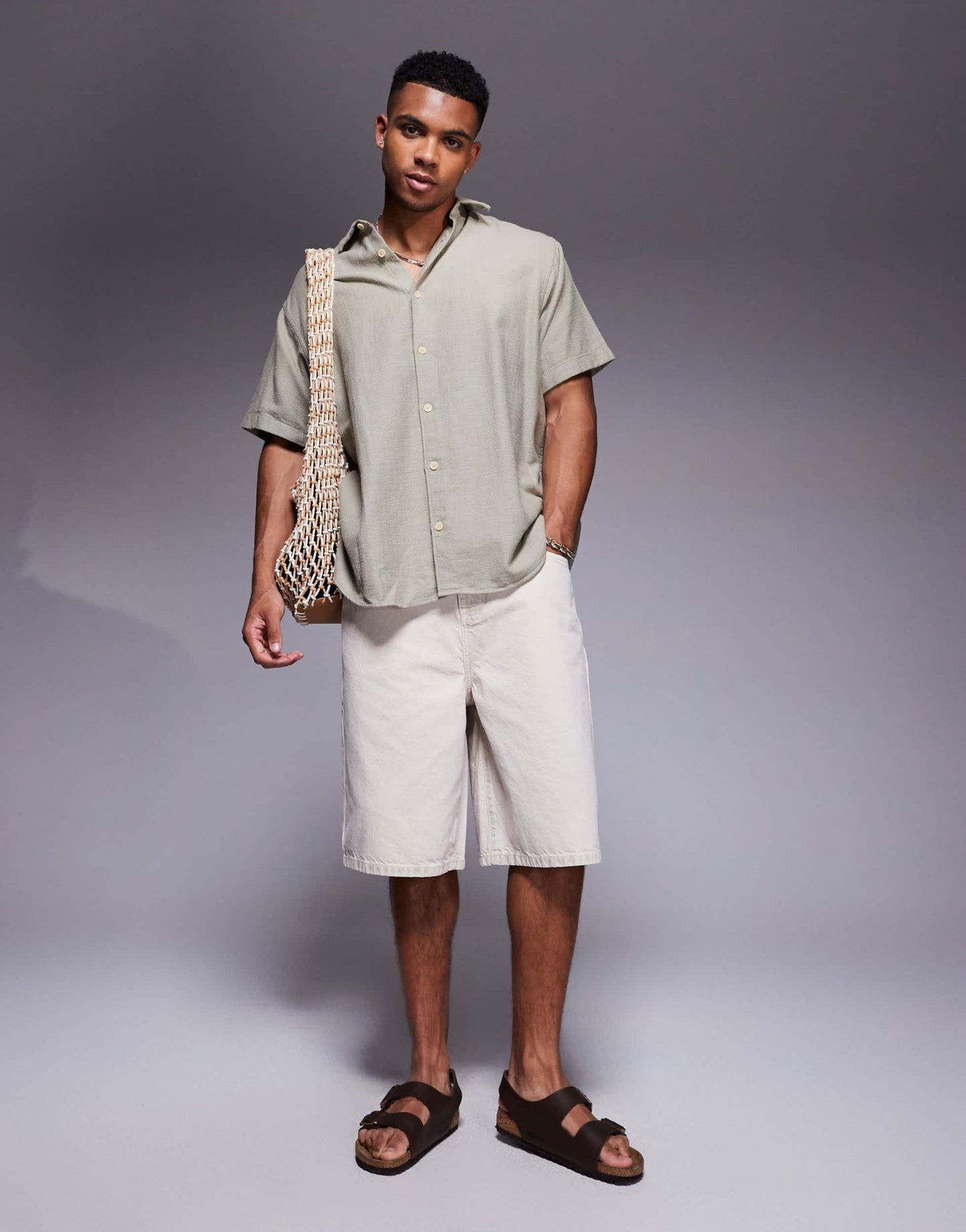 ADPT oversized short sleeve shirt in cream - ASOS Sample Sale