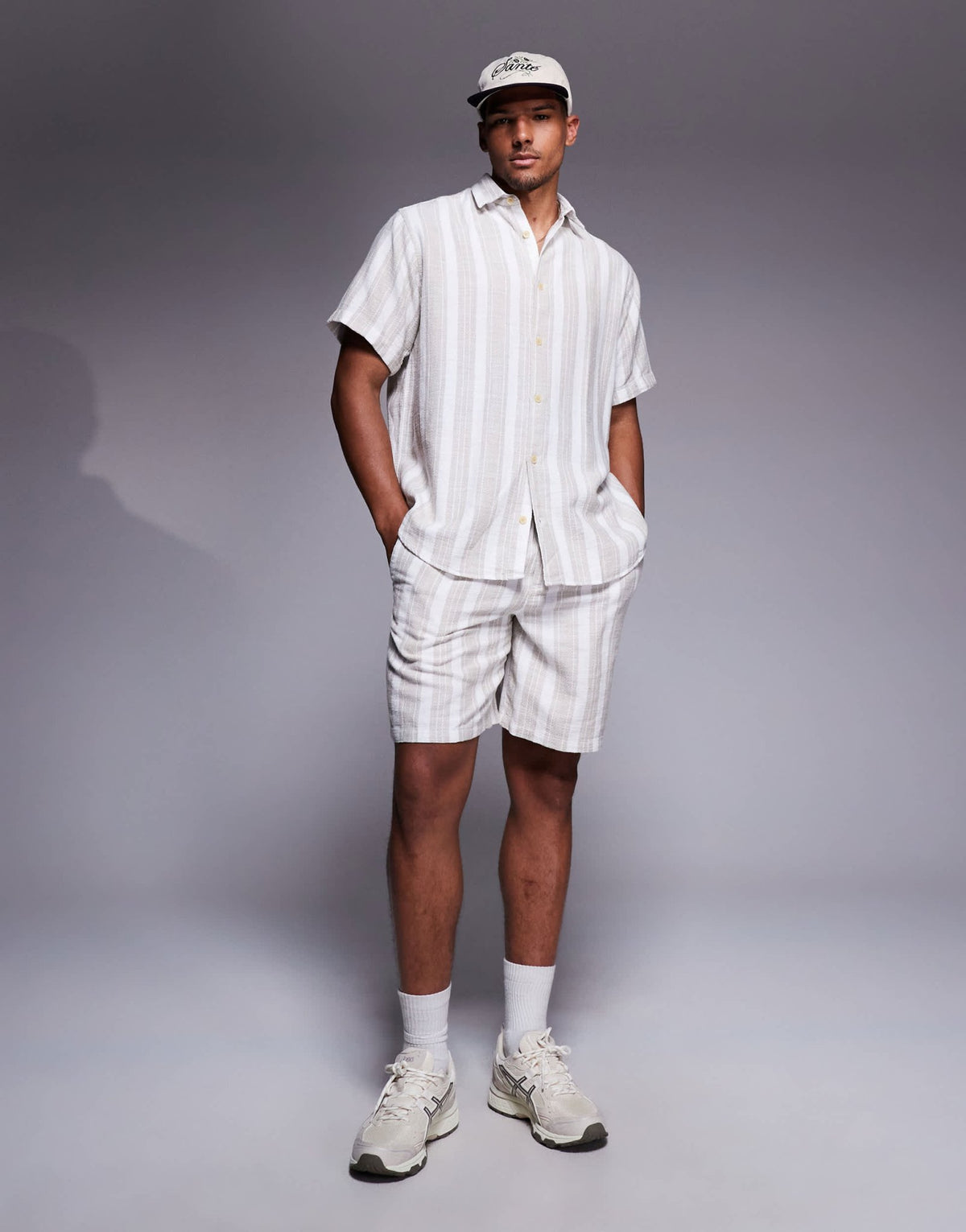 ADPT oversized texture shirt in cream stripe - ASOS Sample Sale