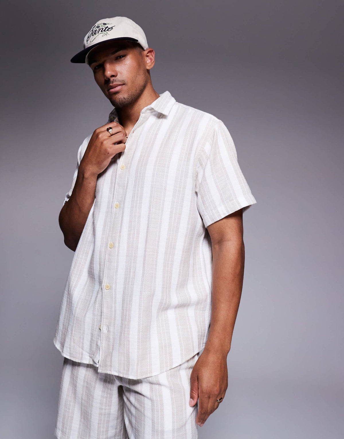 ADPT oversized texture shirt in cream stripe - ASOS Sample Sale