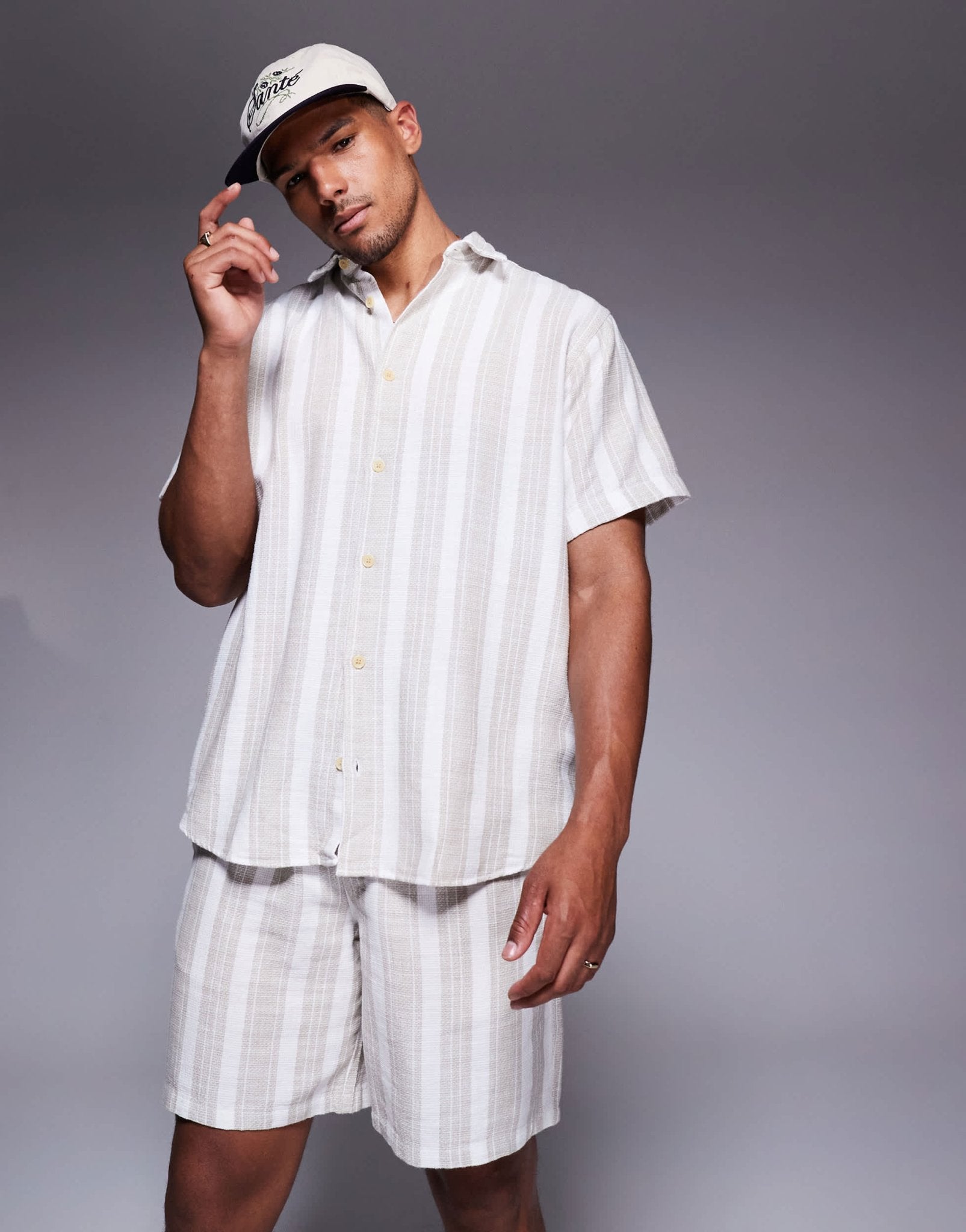 ADPT texture shorts in cream stripe - ASOS Sample Sale