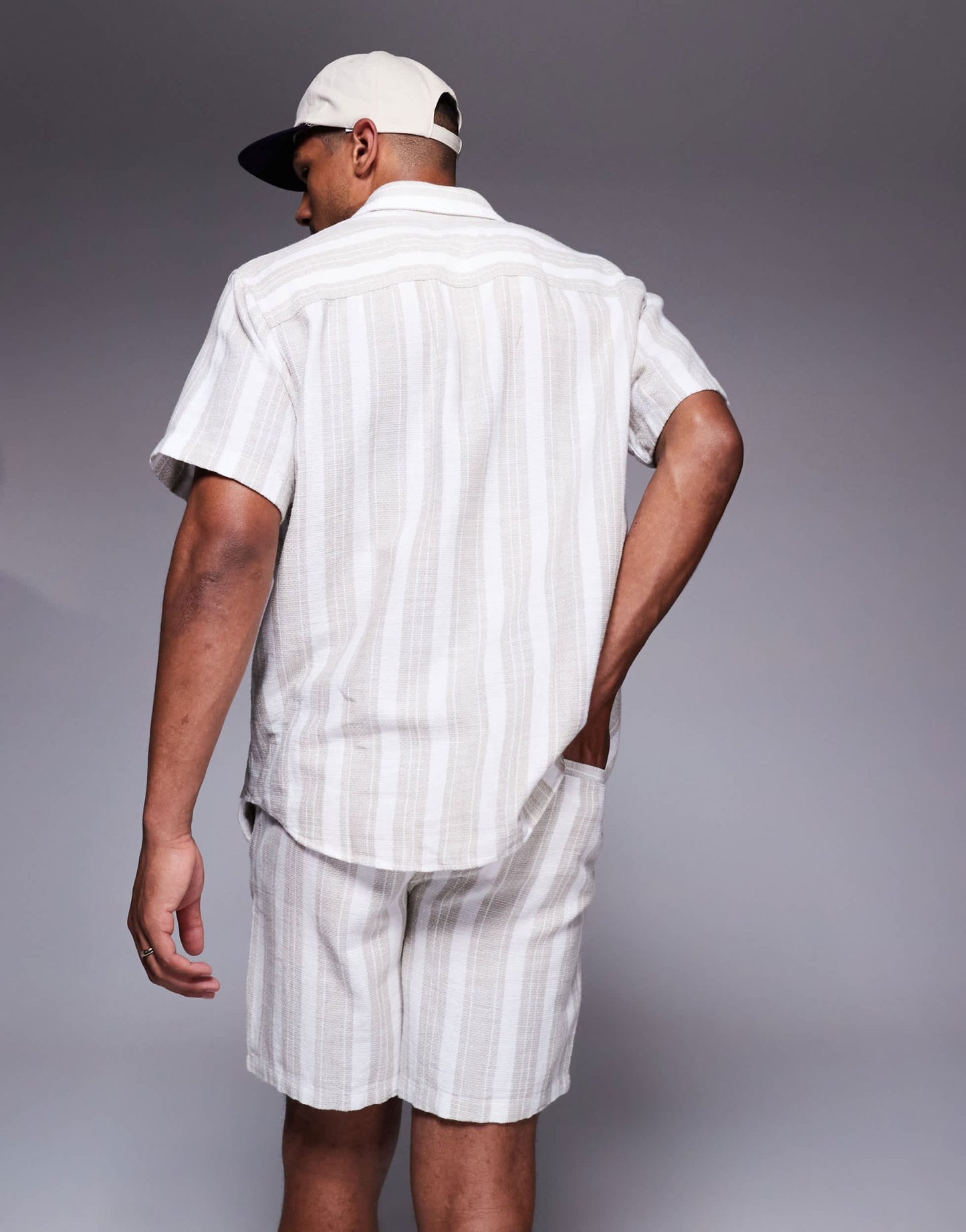 ADPT texture shorts in cream stripe - ASOS Sample Sale