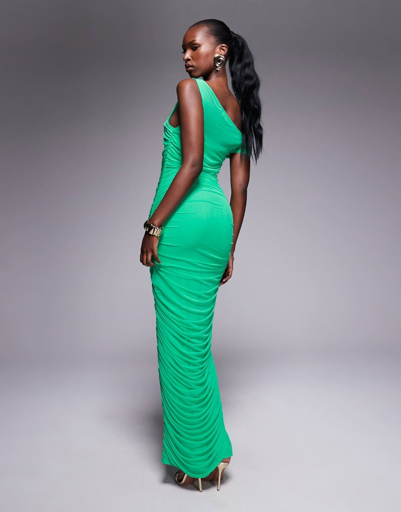 AFRM asymmetric power mesh midaxi dress in bold green - ASOS Sample Sale