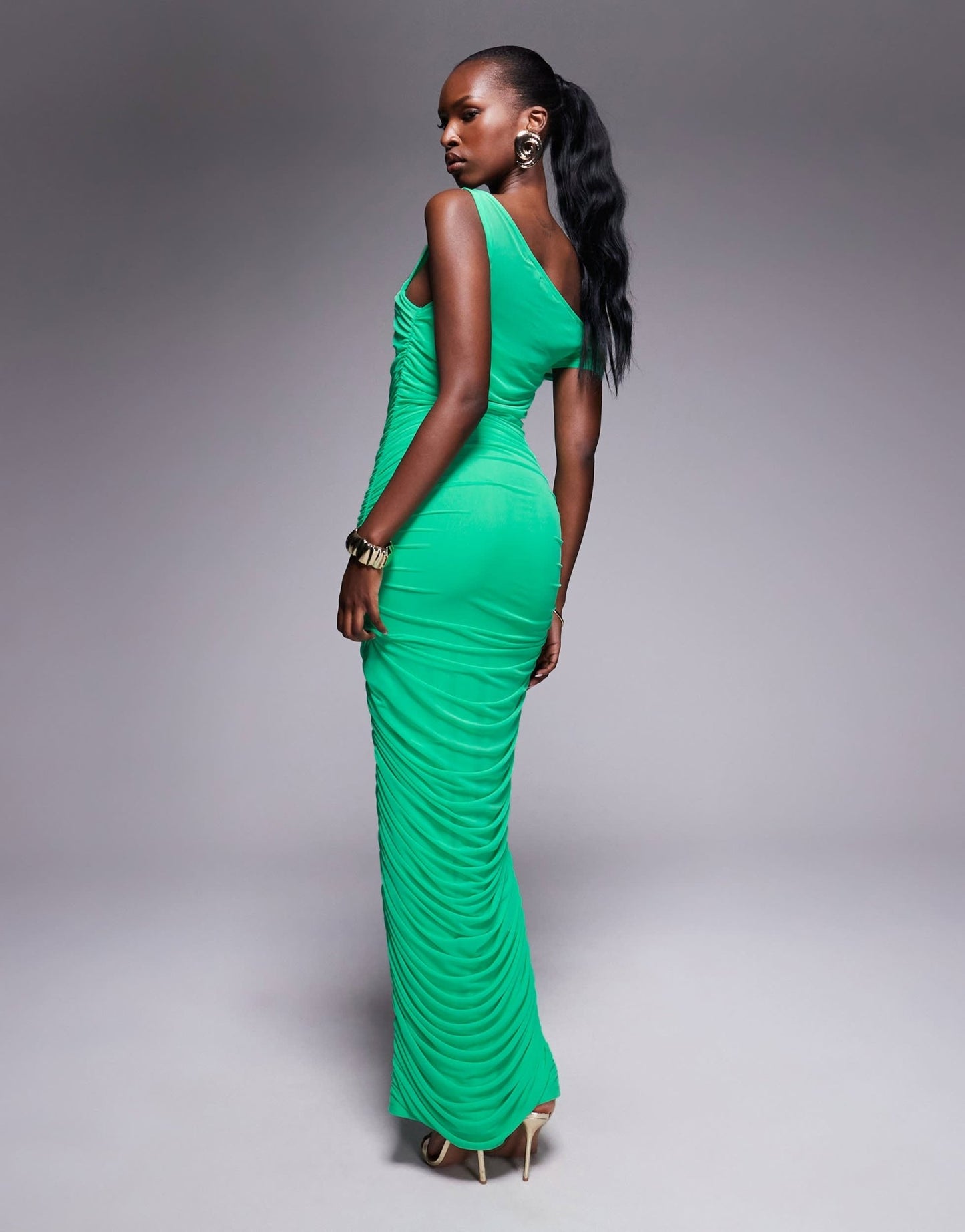 AFRM asymmetric power mesh midaxi dress in bold green - ASOS Sample Sale