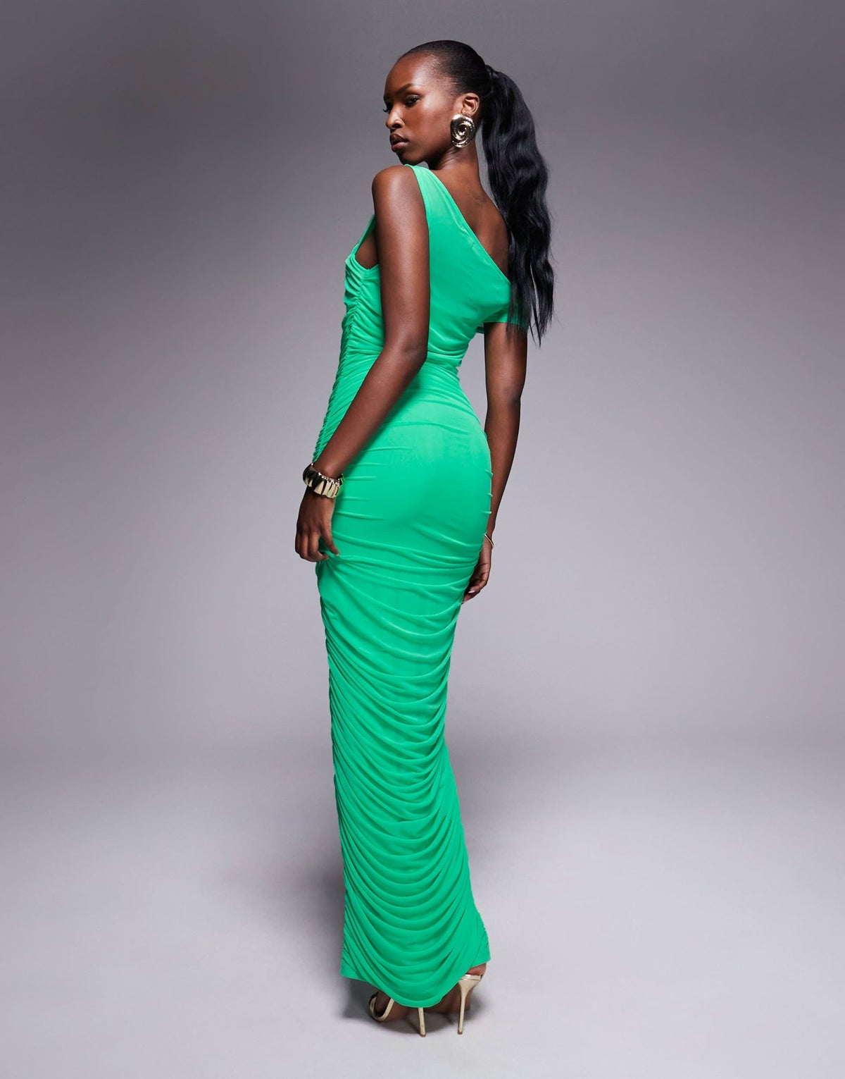 AFRM asymmetric power mesh midaxi dress in bold green - ASOS Sample Sale