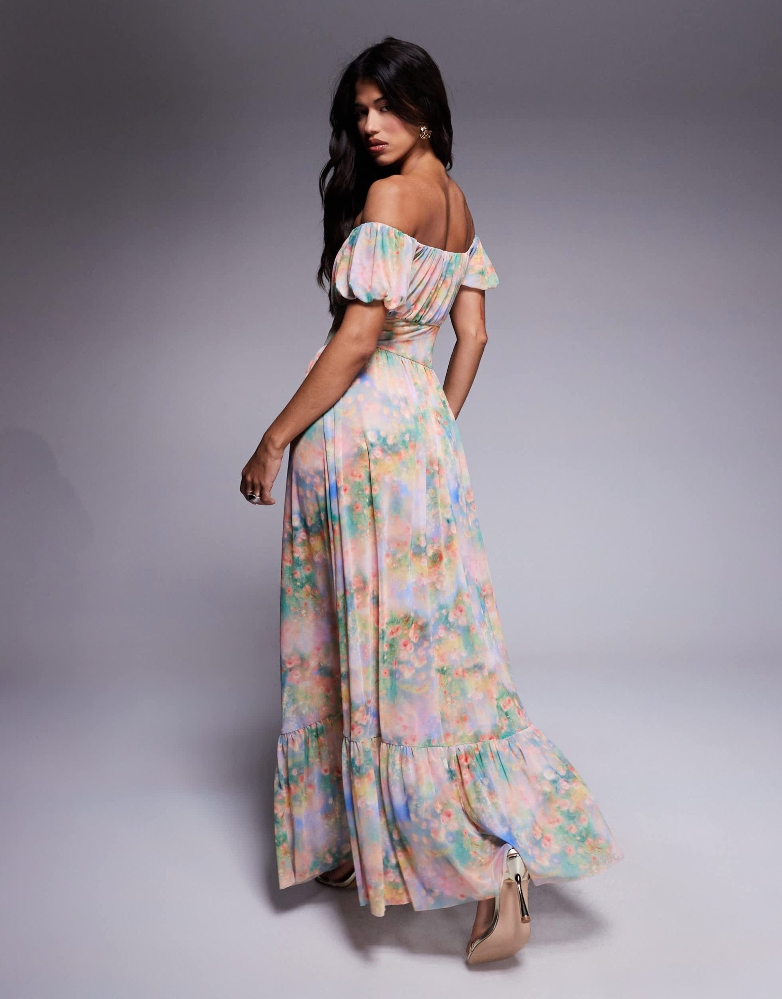 AFRM bardot maxi dress with built in shorts in floral print - ASOS Sample Sale