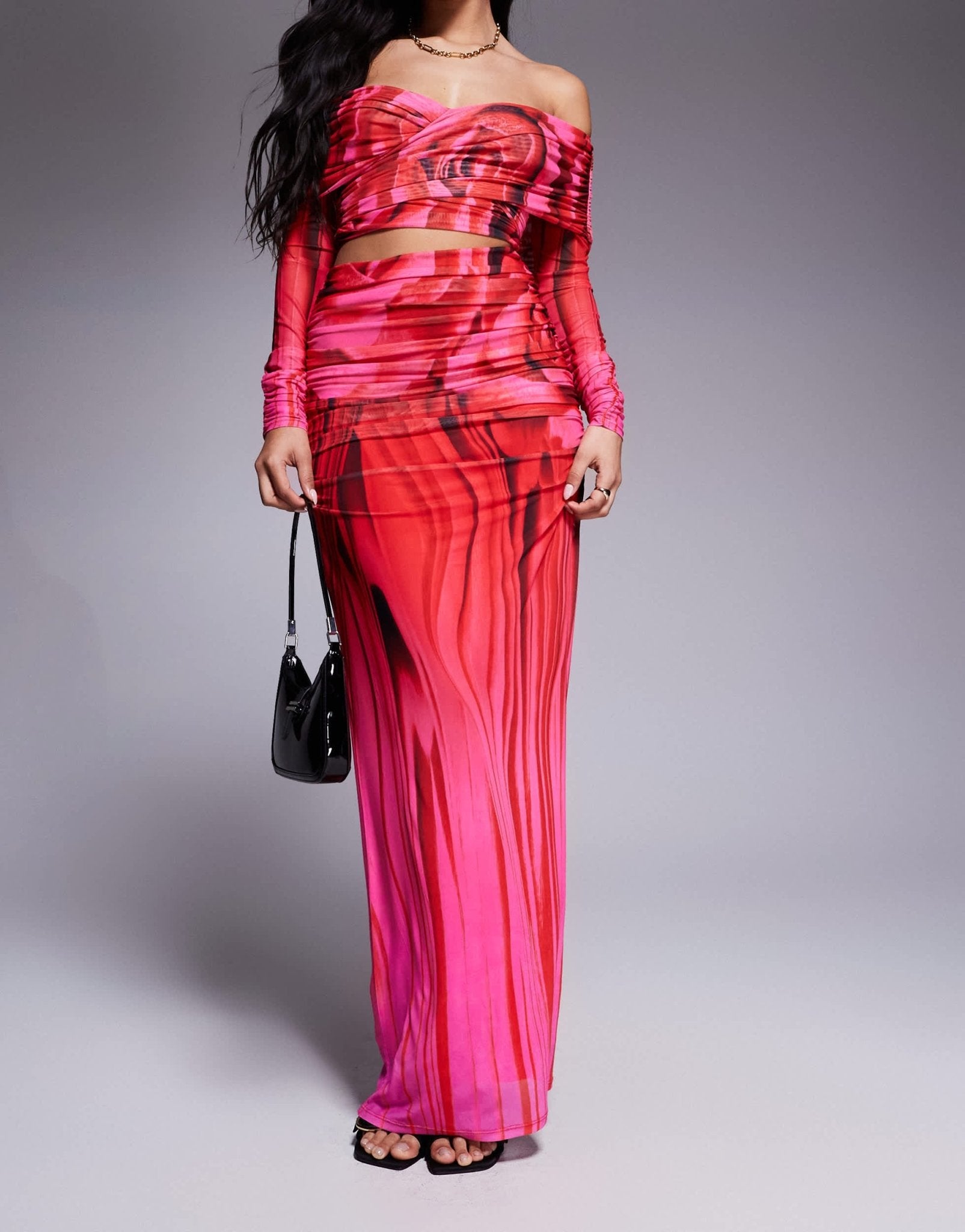 AFRM bevin maxi length column skirt in overscale rose - ASOS Sample Sale