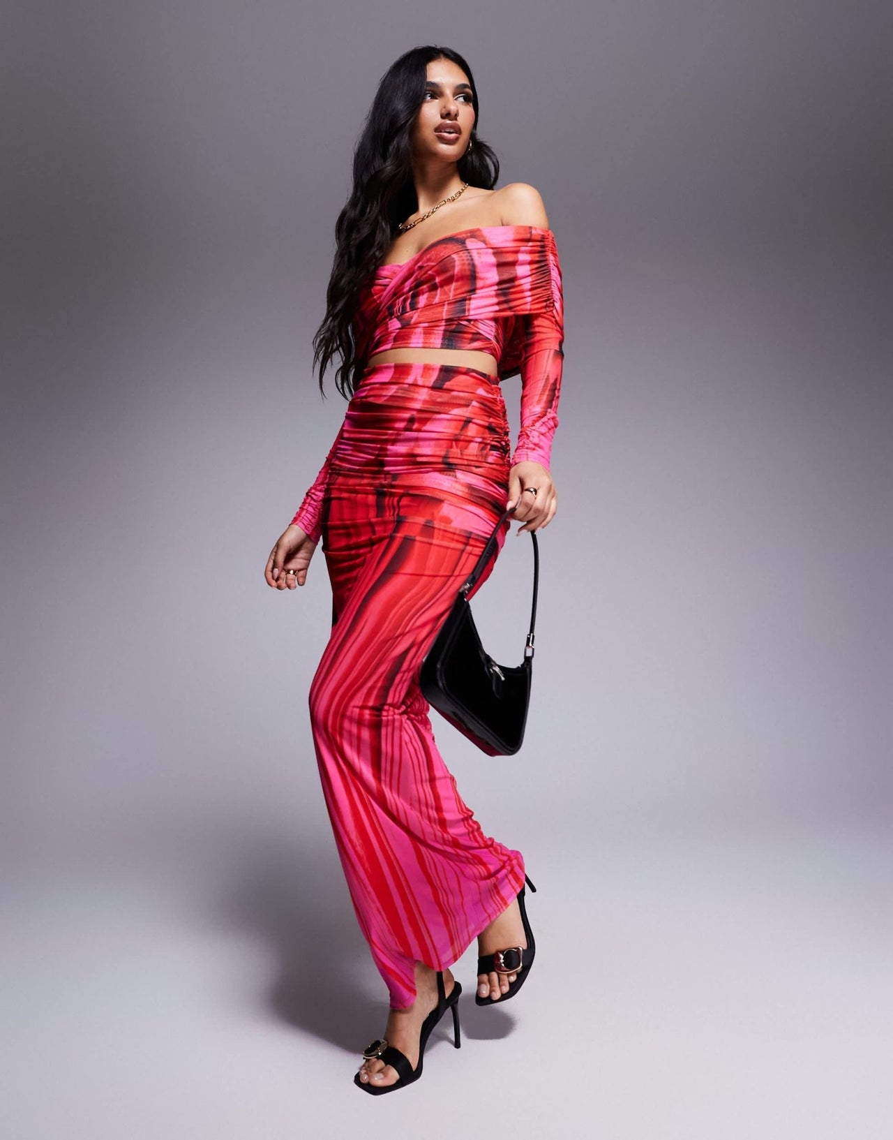 AFRM bevin maxi length column skirt in overscale rose - ASOS Sample Sale