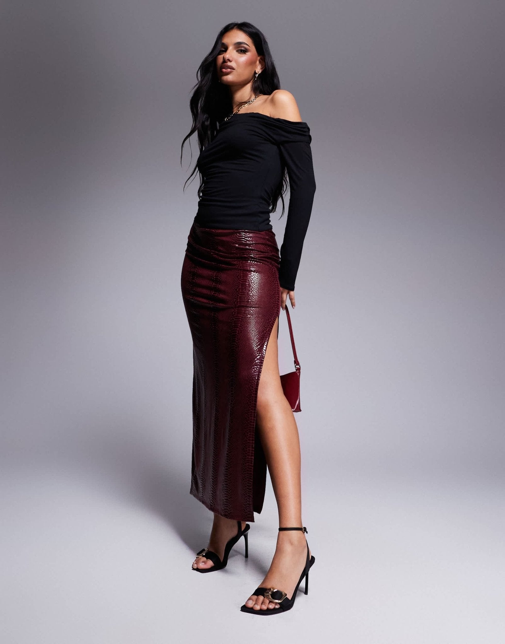 AFRM bria ls top with asymetrical neckline in crepe knit in black - ASOS Sample Sale