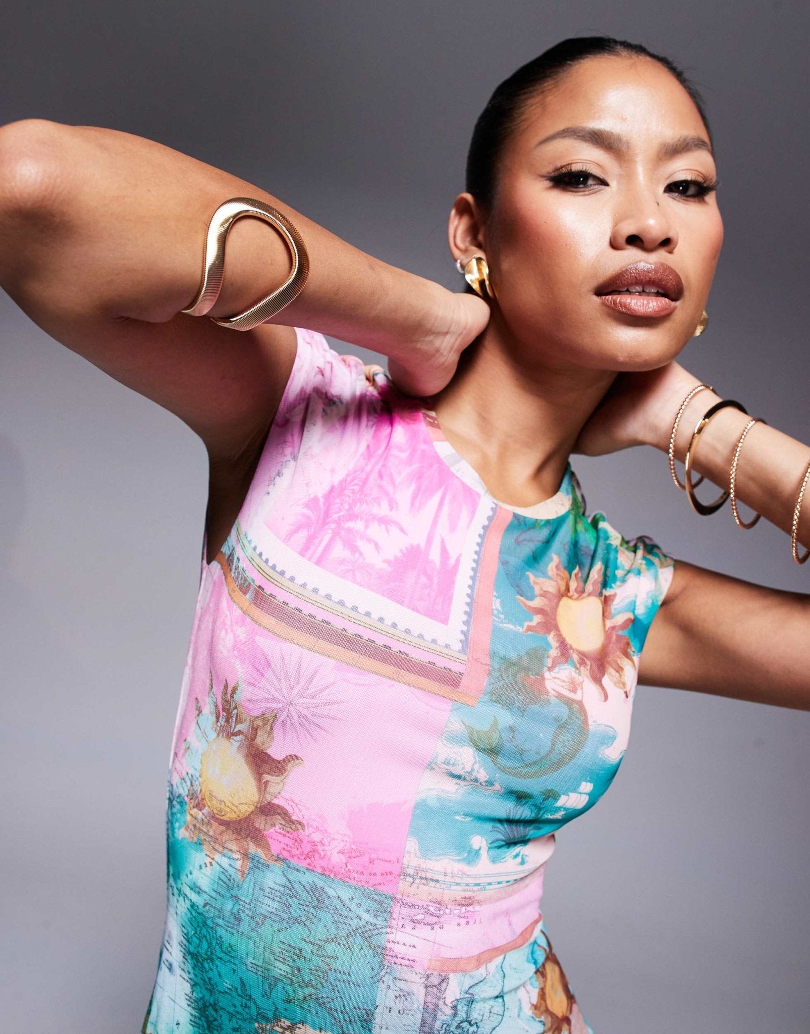 AFRM crew neck mini dress in tropical print - ASOS Sample Sale