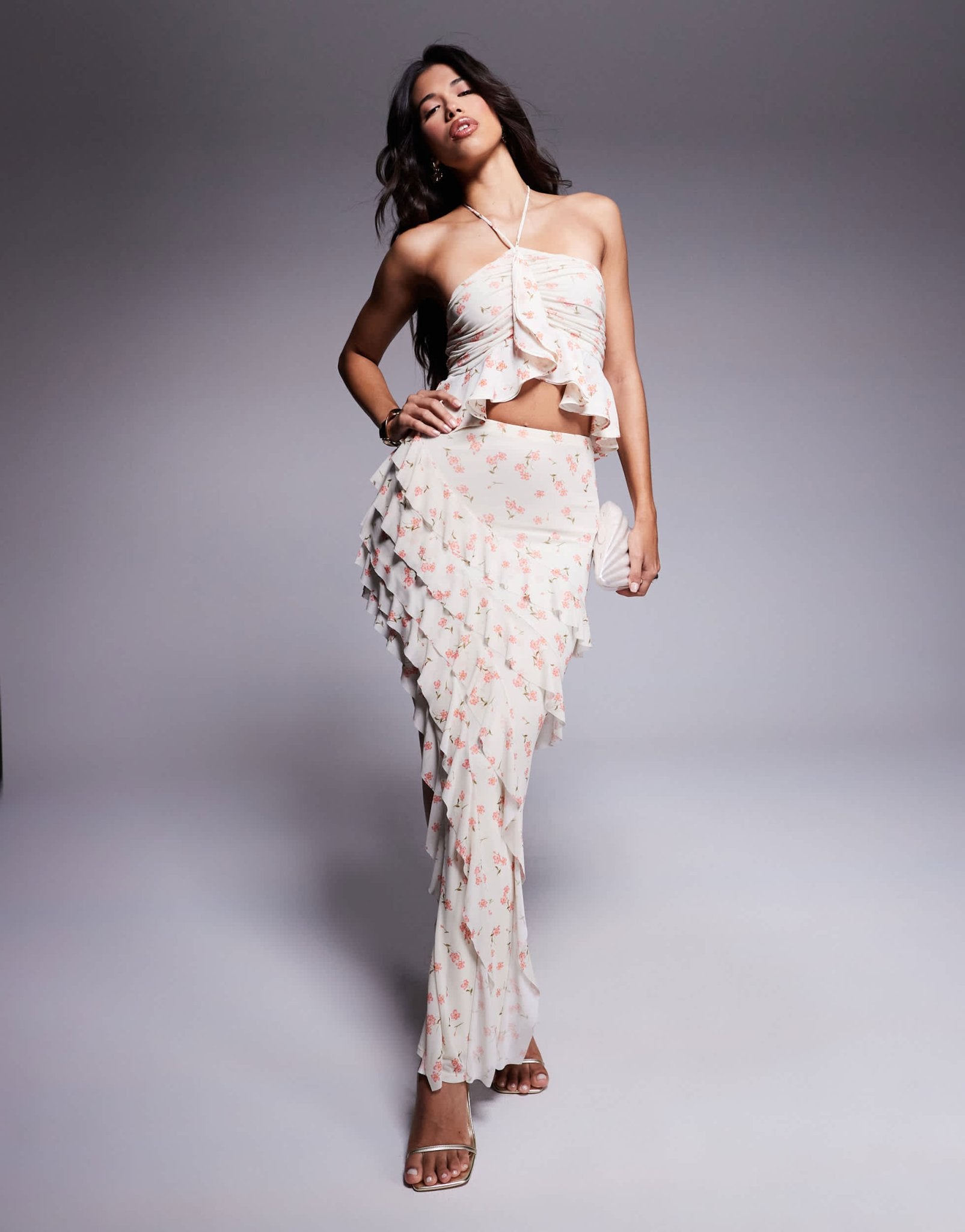 AFRM halter neck top with ruffle detail in ditsy floral - ASOS Sample Sale