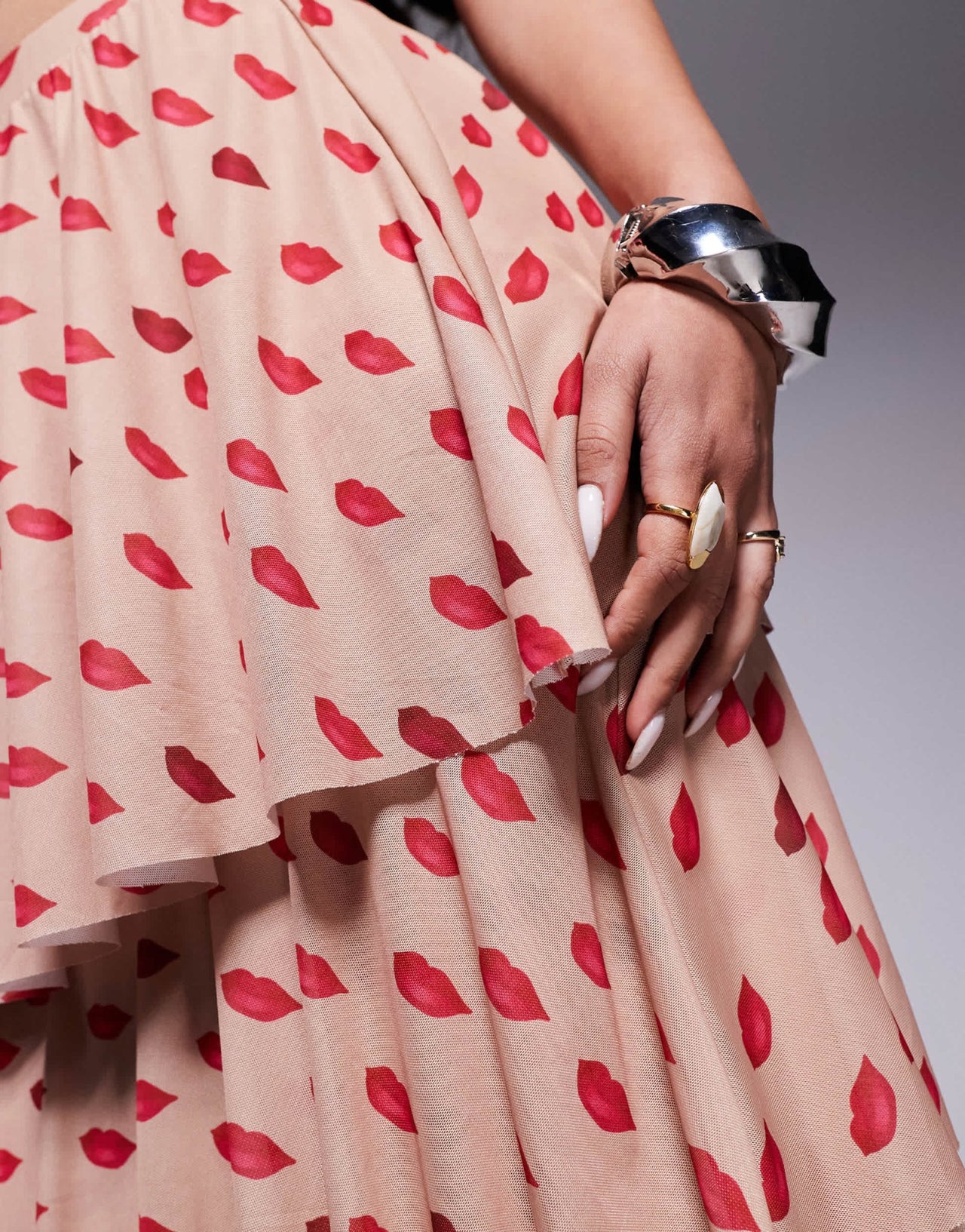 AFRM Jace ruffle maxi skirt co - ord in almond kiss print - ASOS Sample Sale