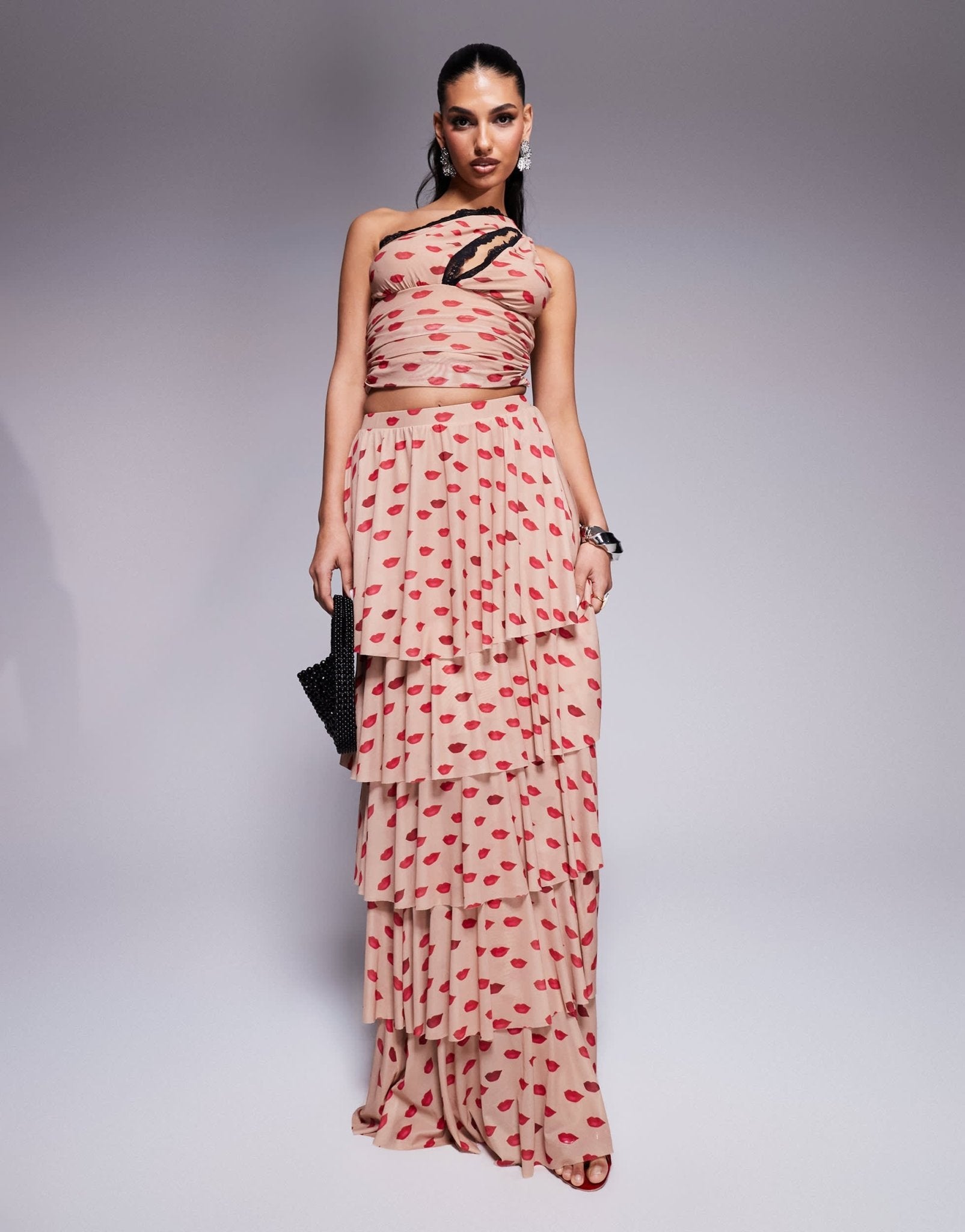 strapless open back dress Rosetta Light Rose Pink Satin Maxi Dress With Long Sleeves