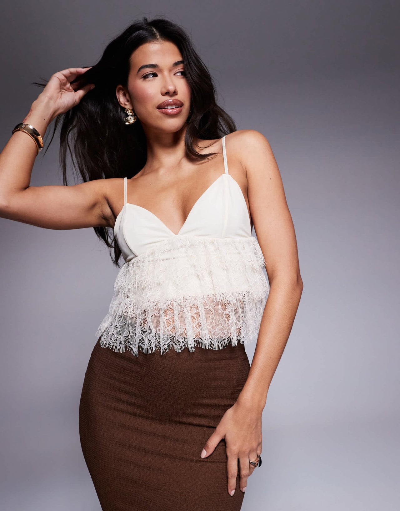 AFRM lace top with detachable scarf in cream - ASOS Sample Sale