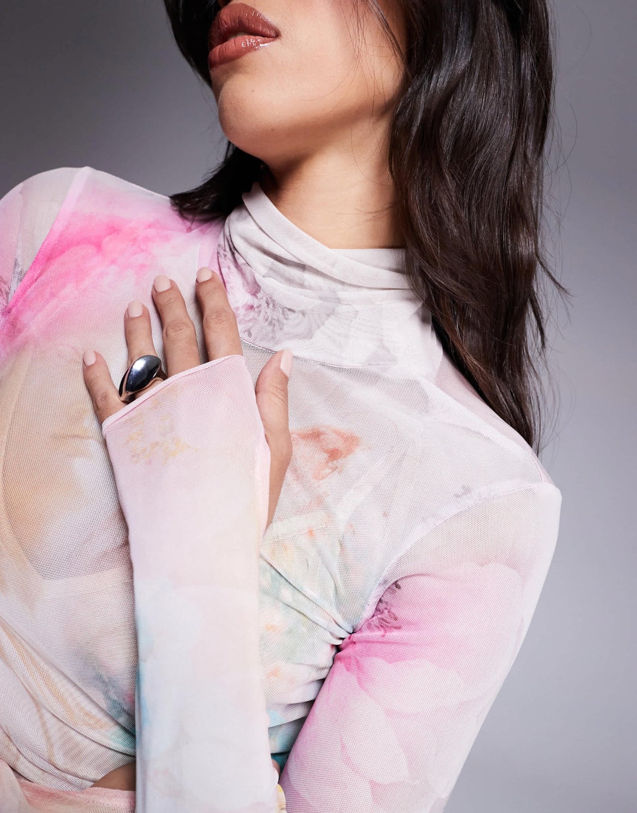 AFRM long sleeve turtleneck midi dress in pink floral - ASOS Sample Sale