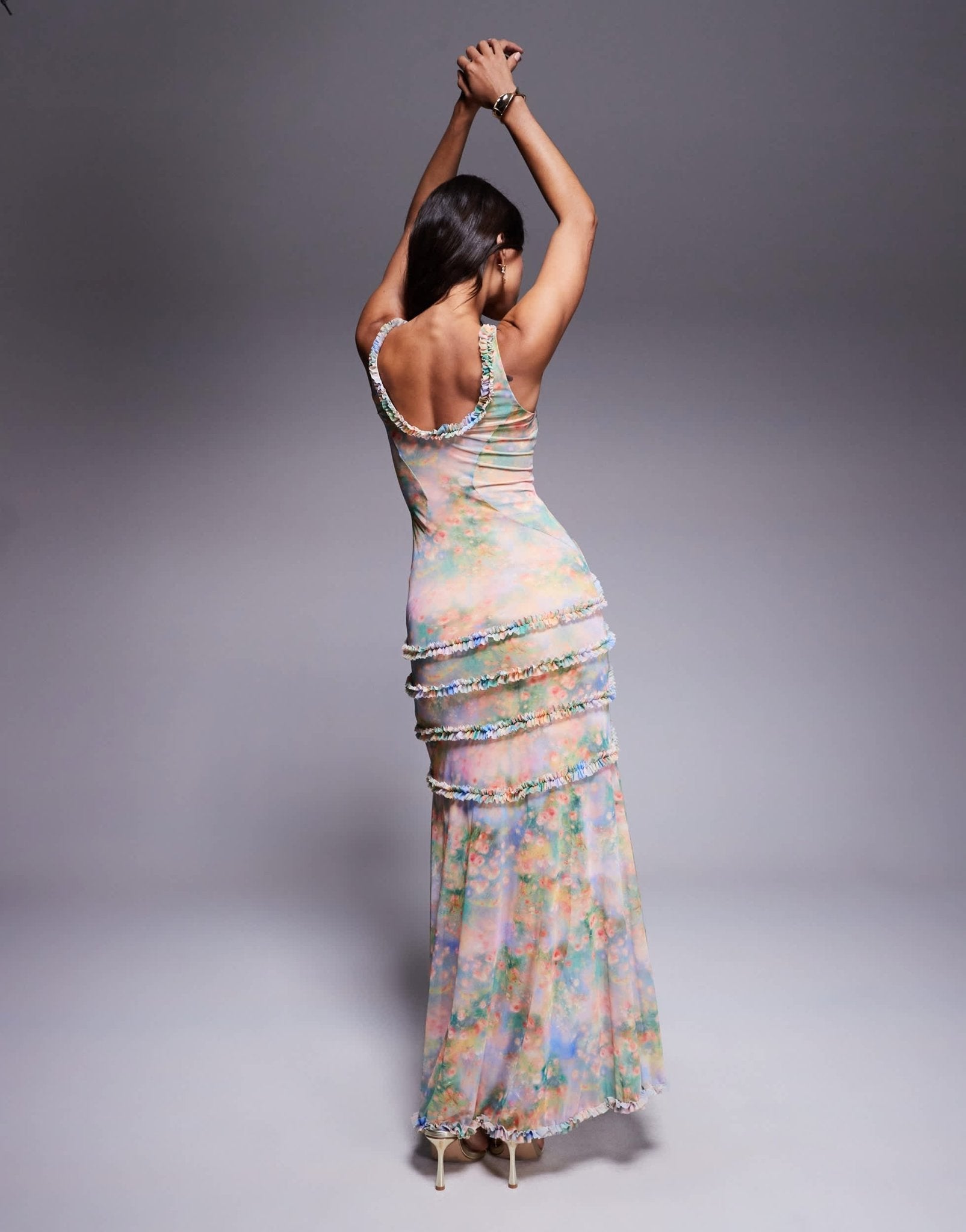 AFRM micro ruffle maxi dress in floral - ASOS Sample Sale