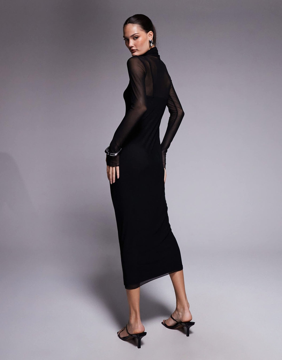 AFRM Shailene high neck mesh midi dress in black - ASOS Sample Sale