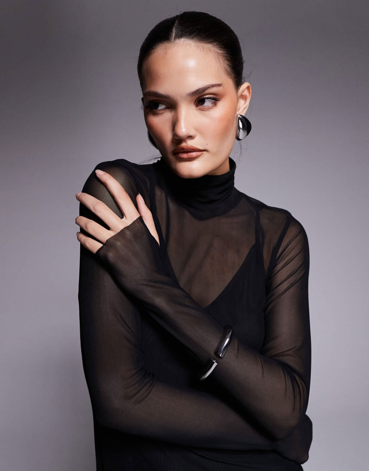 AFRM Shailene high neck mesh midi dress in black - ASOS Sample Sale