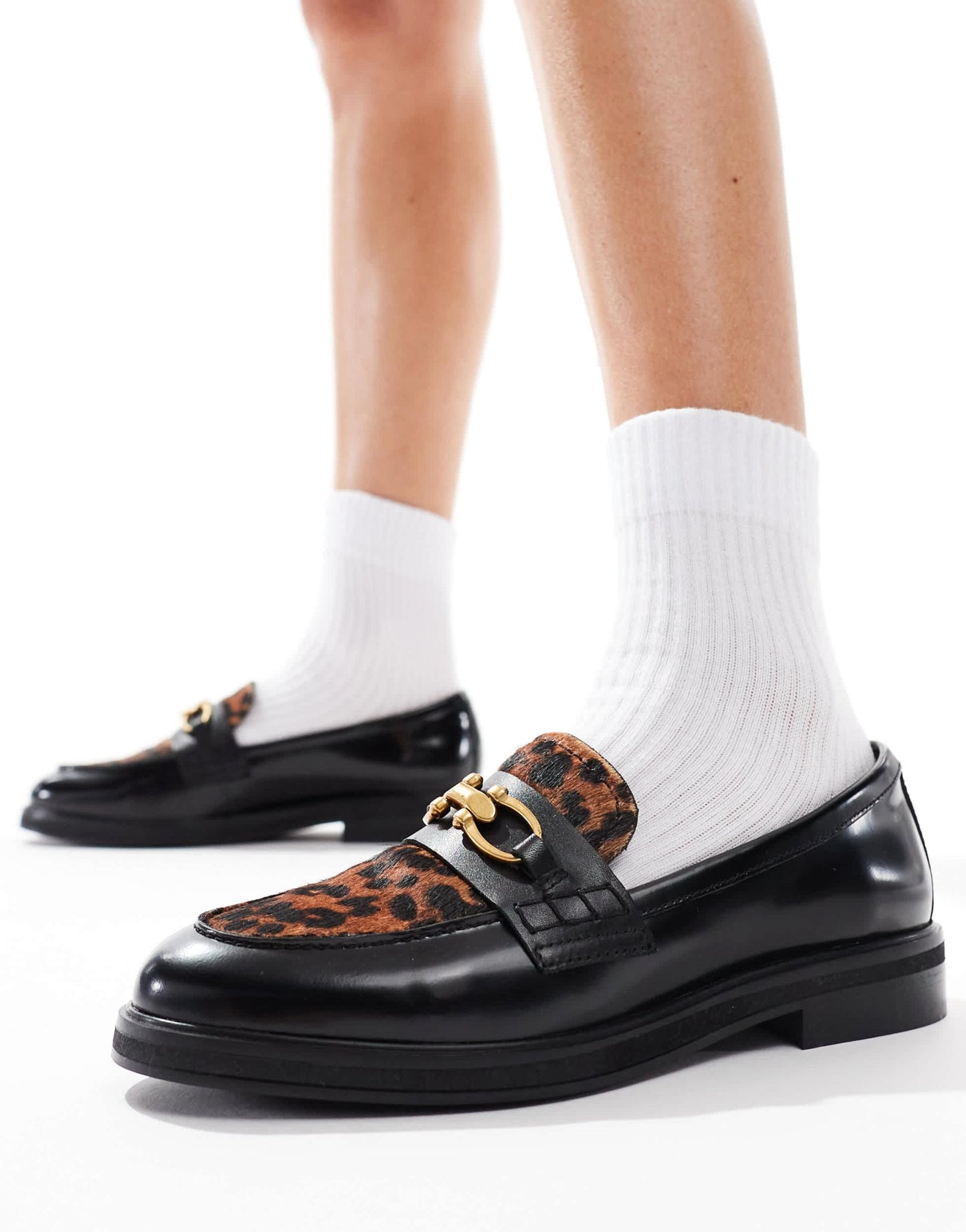 ALDO Bissom Loafar in Black with Leopard - ASOS Sample Sale