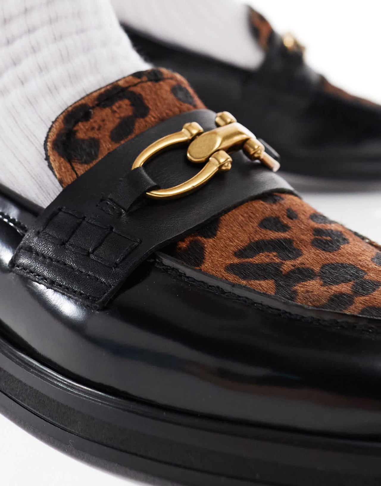 ALDO Bissom Loafar in Black with Leopard - ASOS Sample Sale