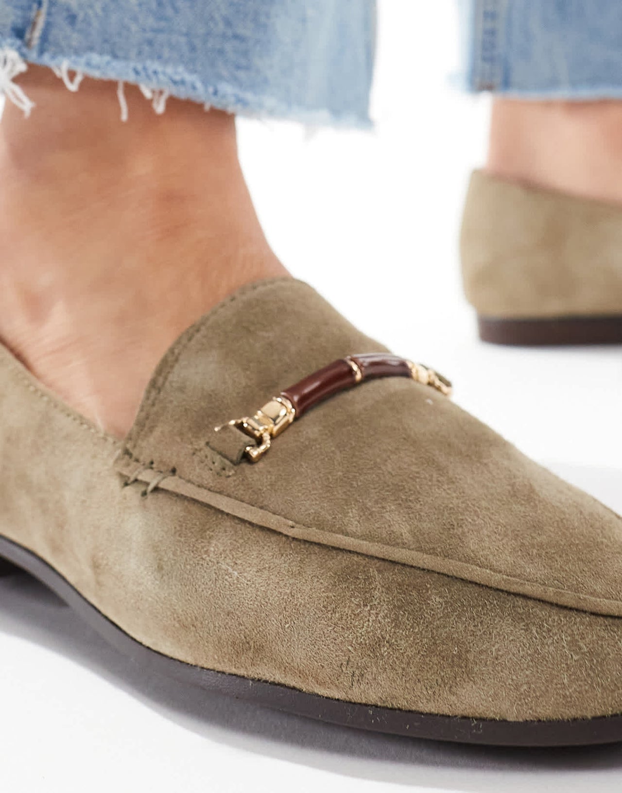 ALDO Francine loafers in olive suede - ASOS Sample Sale