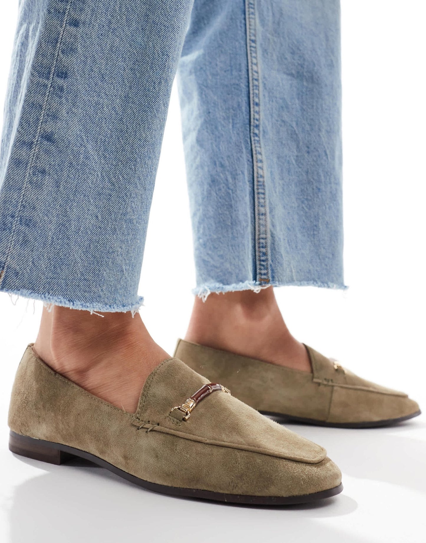 ALDO Francine loafers in olive suede - ASOS Sample Sale