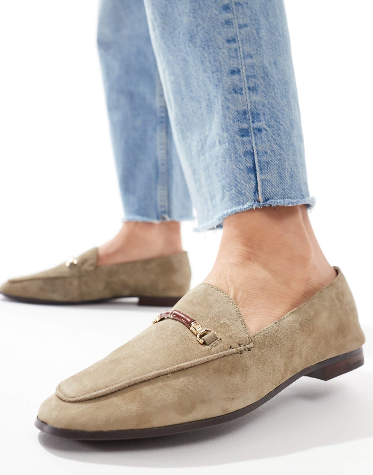 ALDO Francine loafers in olive suede - ASOS Sample Sale
