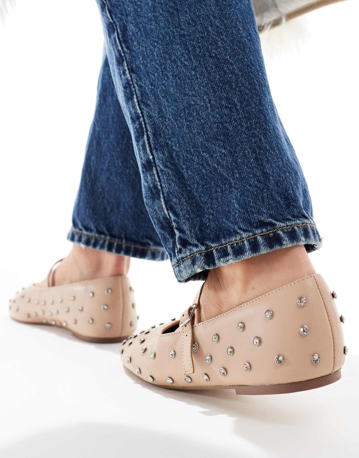 ALDO Marylina studded mary janes in beige leather - ASOS Sample Sale
