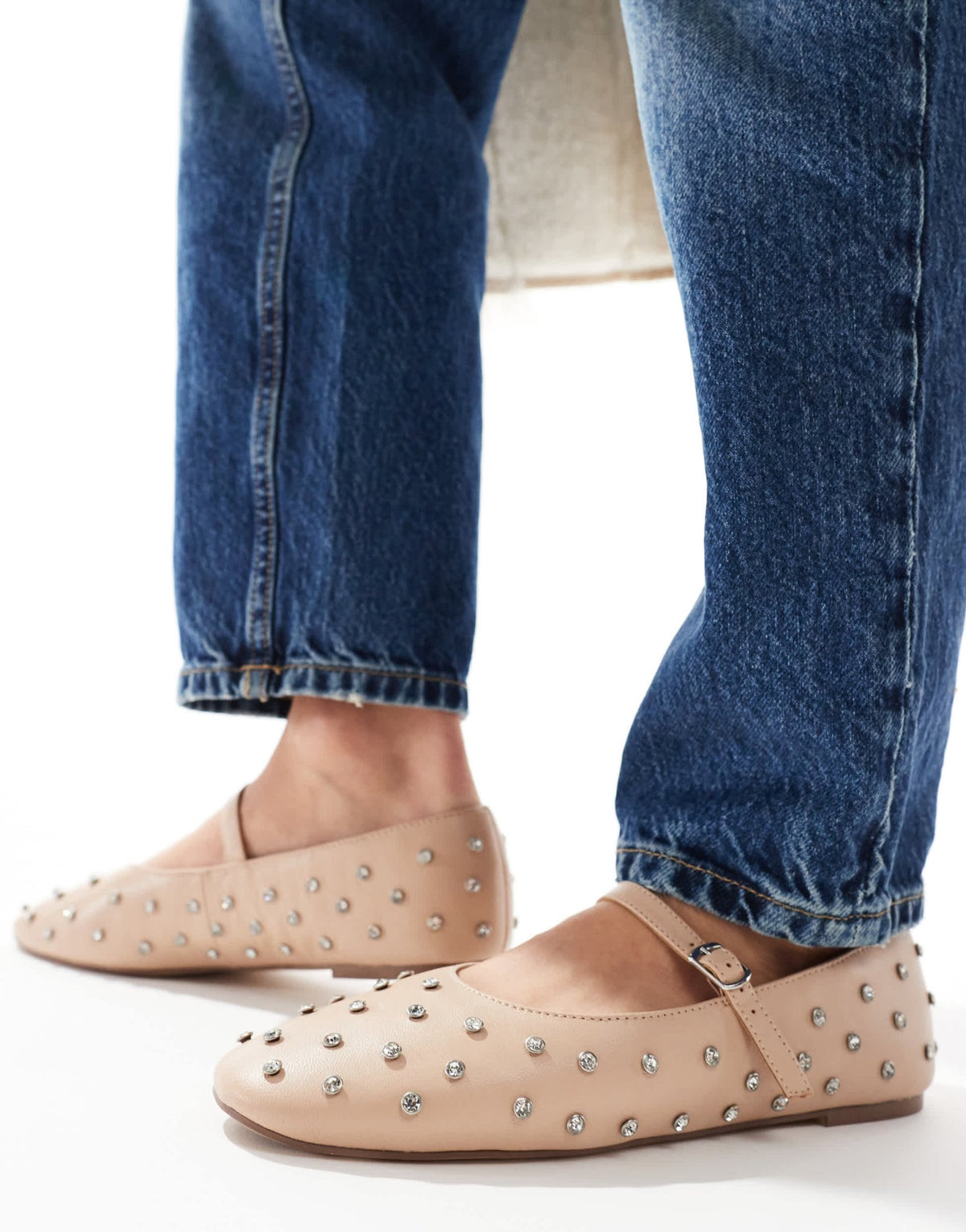 ALDO Marylina studded mary janes in beige leather - ASOS Sample Sale