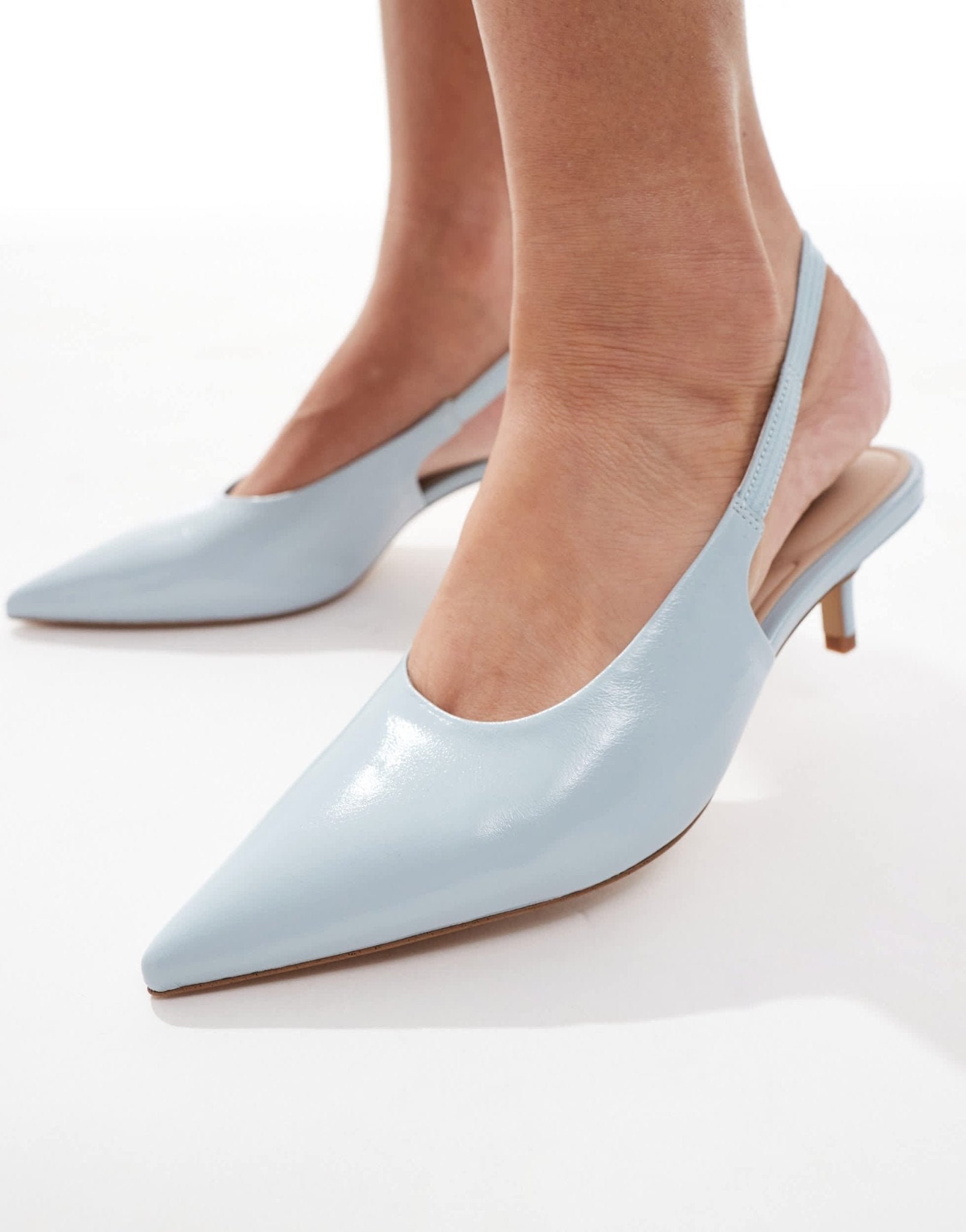 ALDO Oceweth slingback kitten heeled shoes in pastel blue leather - ASOS Sample Sale
