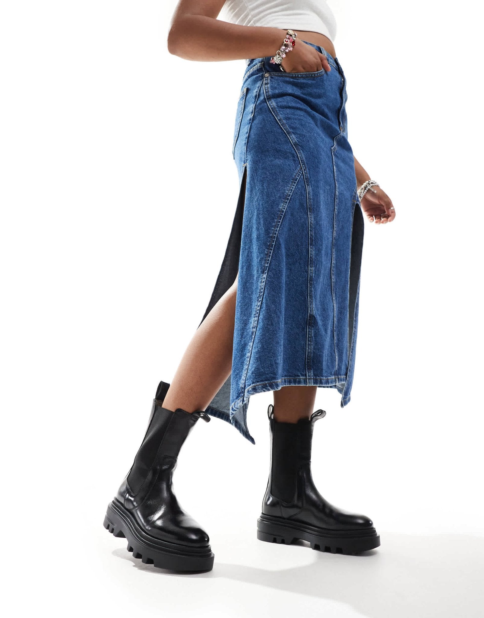 AllSaints Alex leather chunky chelsea boots in black - ASOS Sample Sale