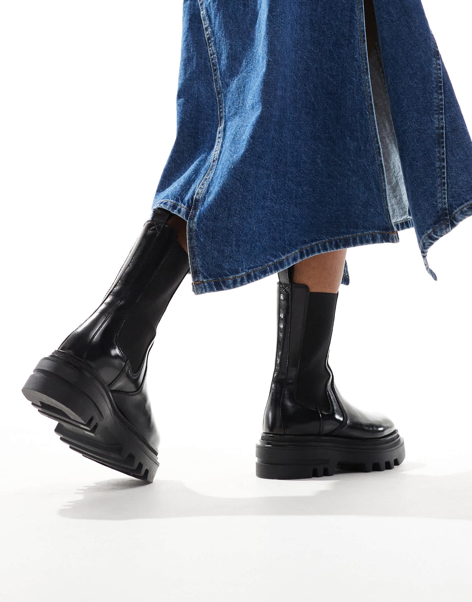 AllSaints Alex leather chunky chelsea boots in black - ASOS Sample Sale