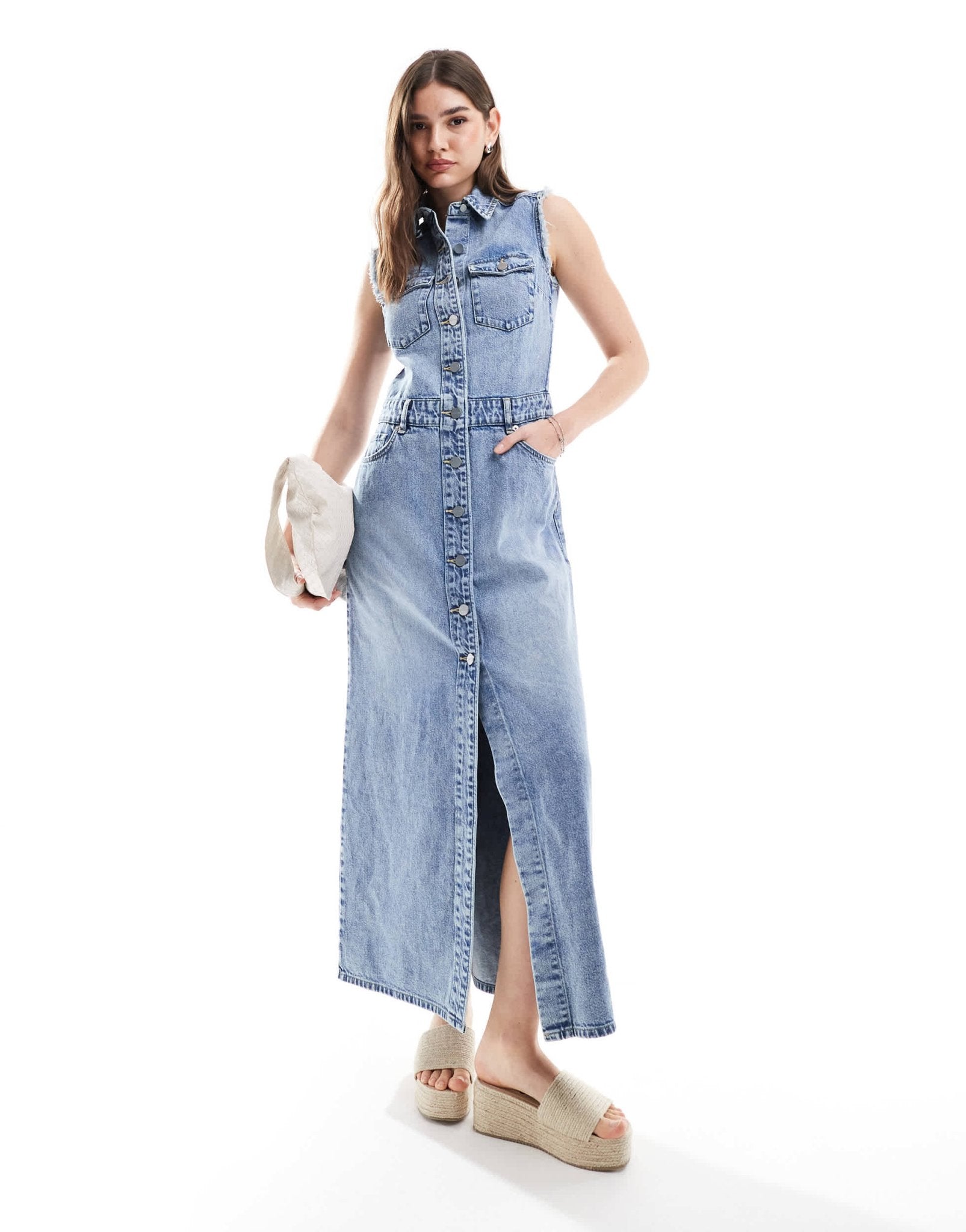 AllSaints Blair denim maxi dress in indigo - ASOS Sample Sale