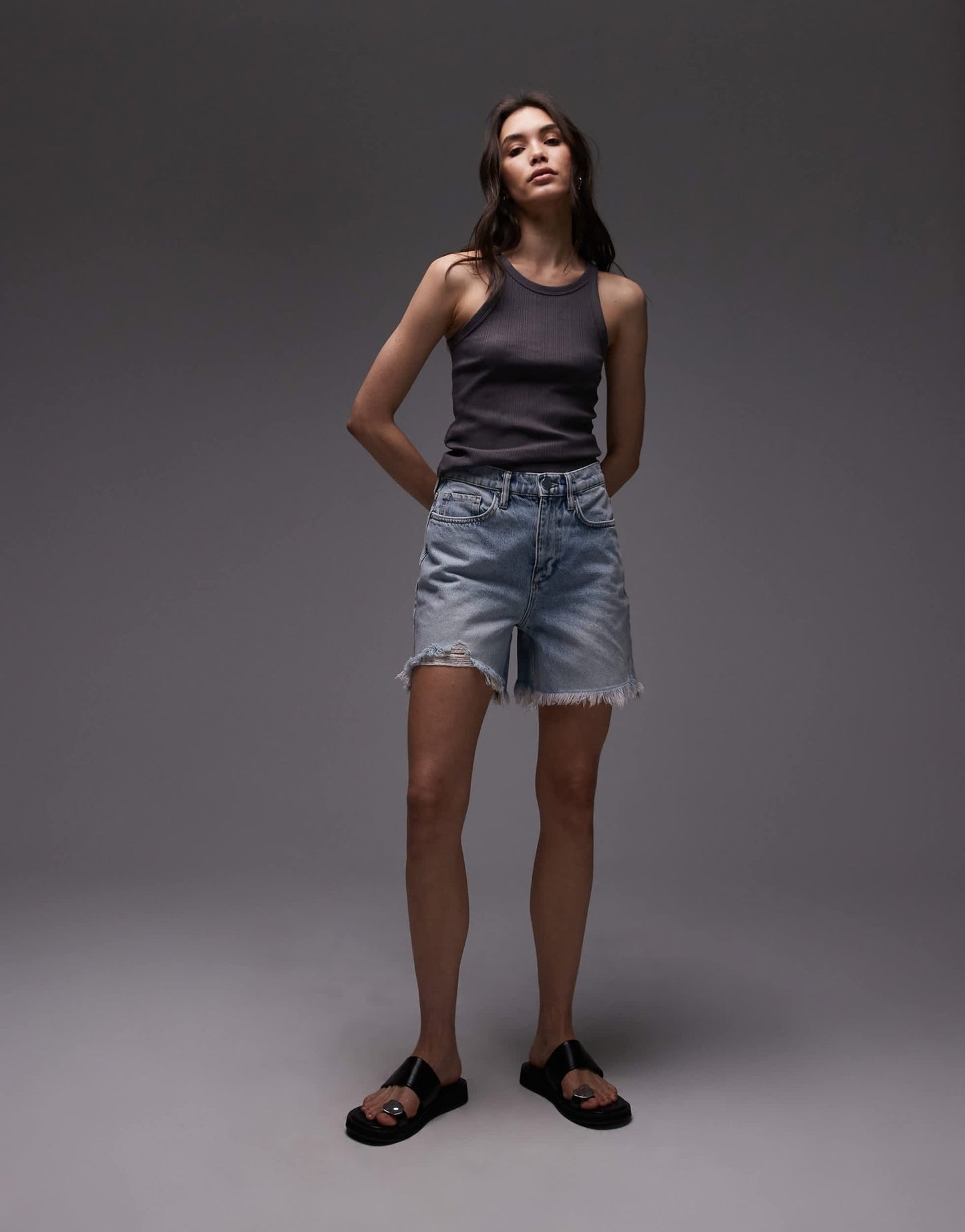 Allsaints doris denim short in light indigo - ASOS Sample Sale