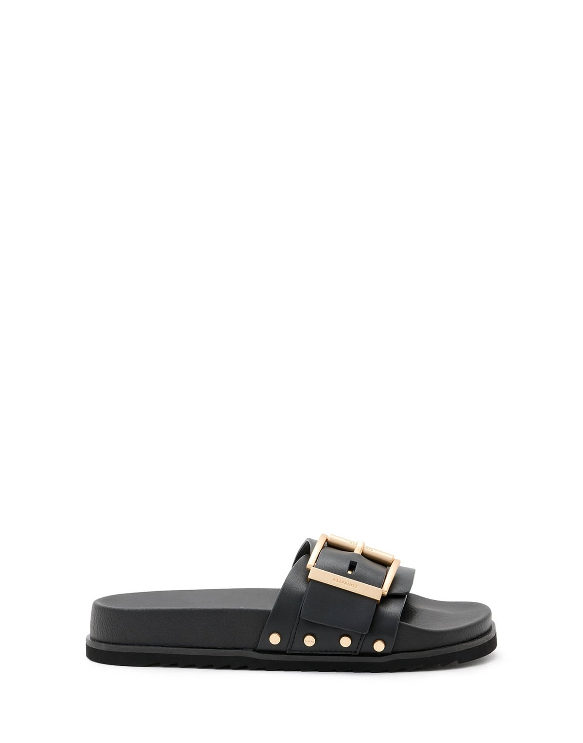 AllSaints Ellie studded leather sliders in black - ASOS Sample Sale