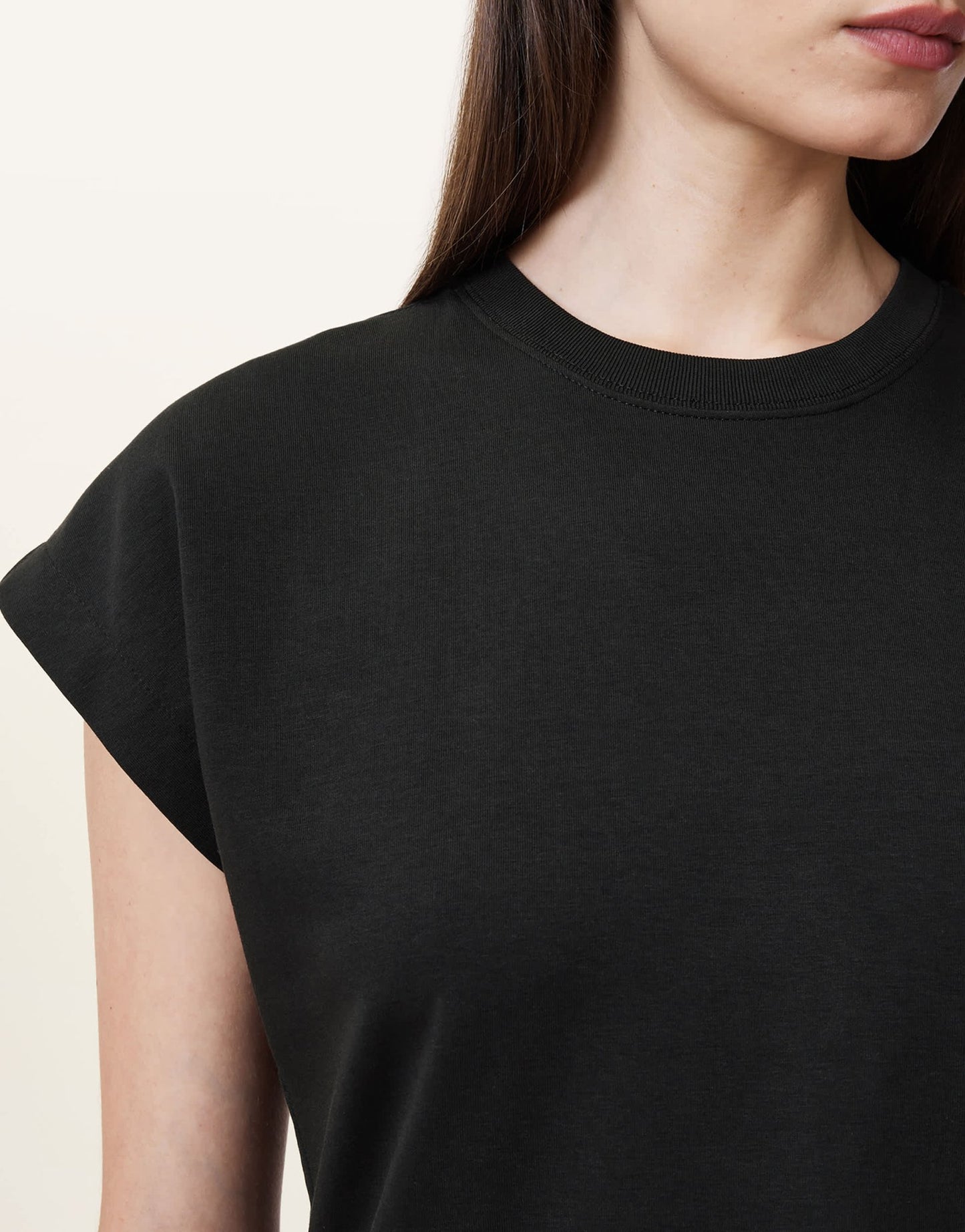 AllSaints Frankie drop hem t-shirt dress in black - ASOS Sample Sale