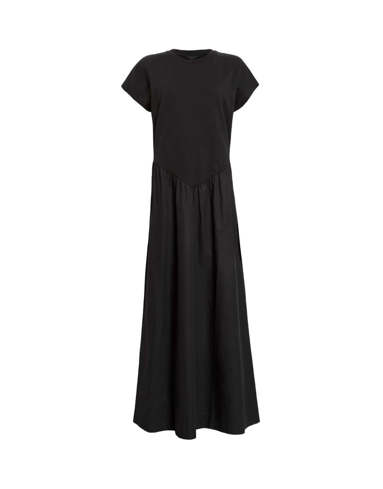 AllSaints Frankie drop hem t-shirt dress in black - ASOS Sample Sale