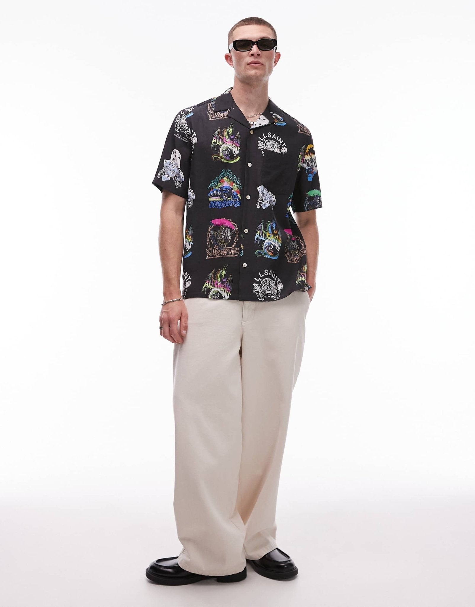 Allsaints gnar shirt in jet black - ASOS Sample Sale