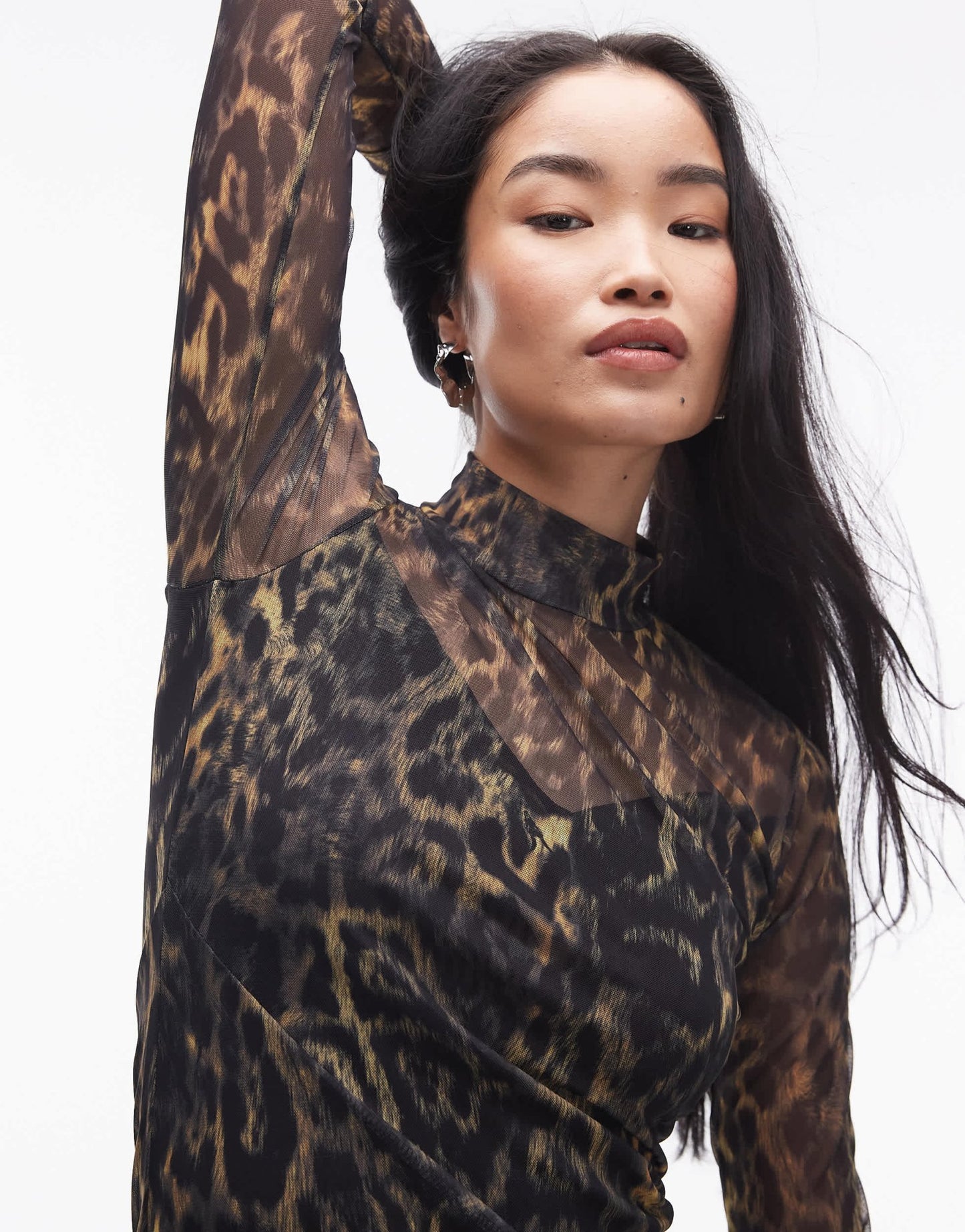 AllSaints Hanna mesh midi dress in leopard print - ASOS Sample Sale