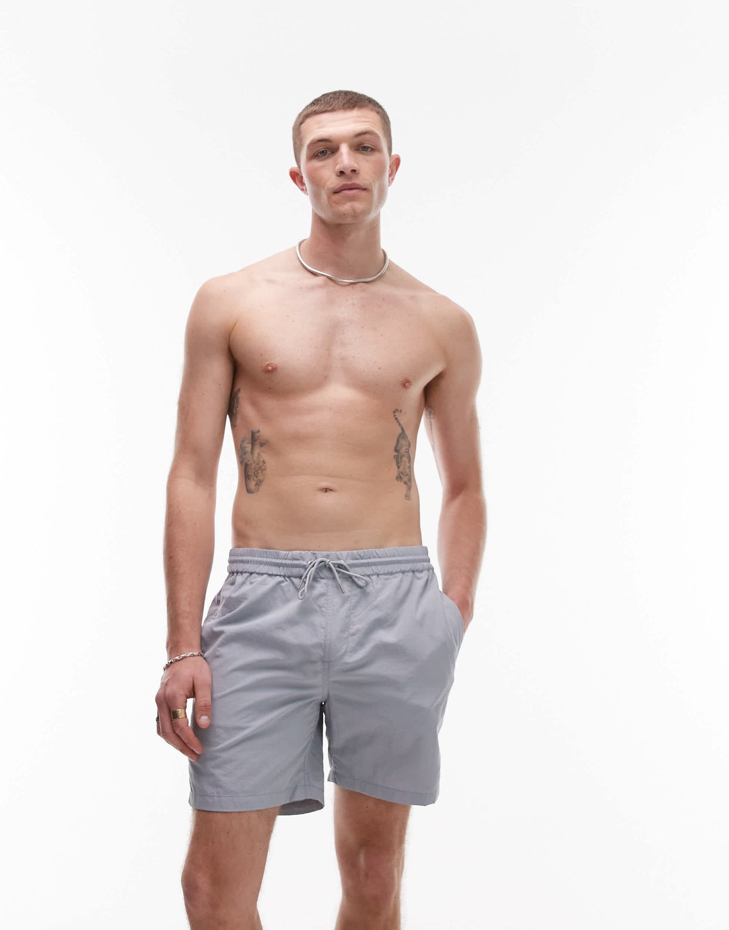 Allsaints haven swimshort in willow blue - ASOS Sample Sale