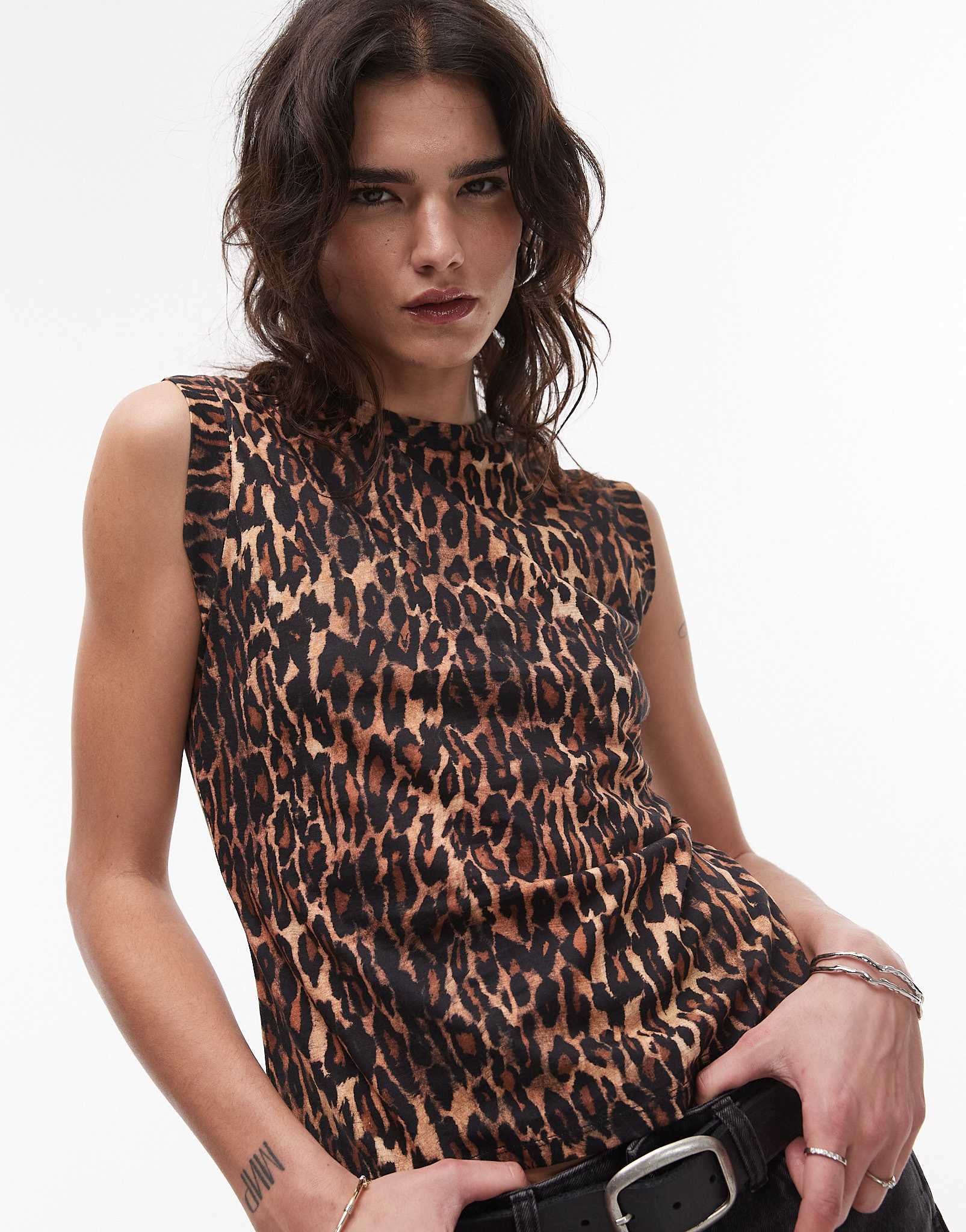AllSaints Imogen tank in leopard - ASOS Sample Sale
