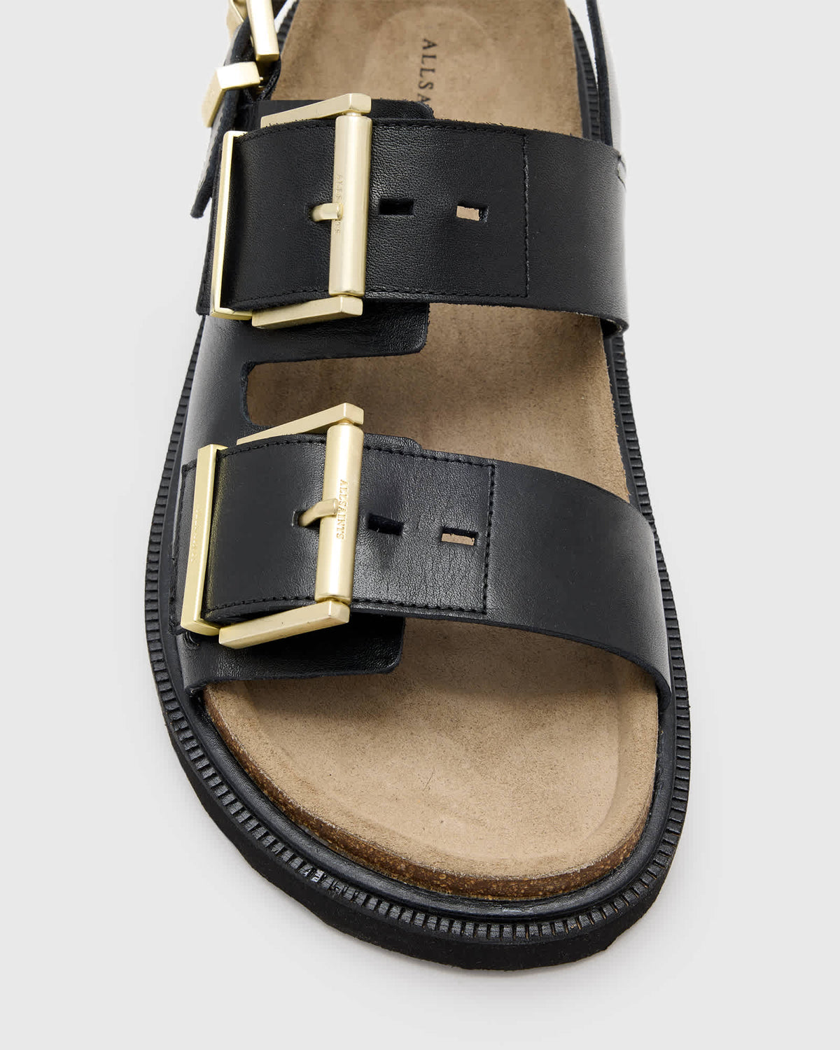 AllSaints Isla leather sandals in black - ASOS Sample Sale