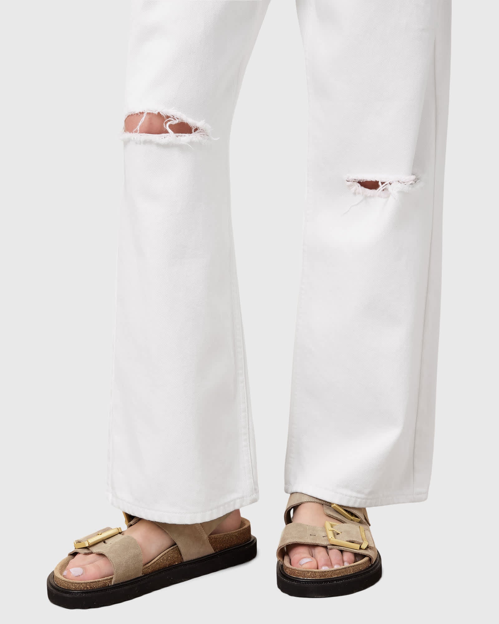 AllSaints Isla leather sandals in sand - ASOS Sample Sale