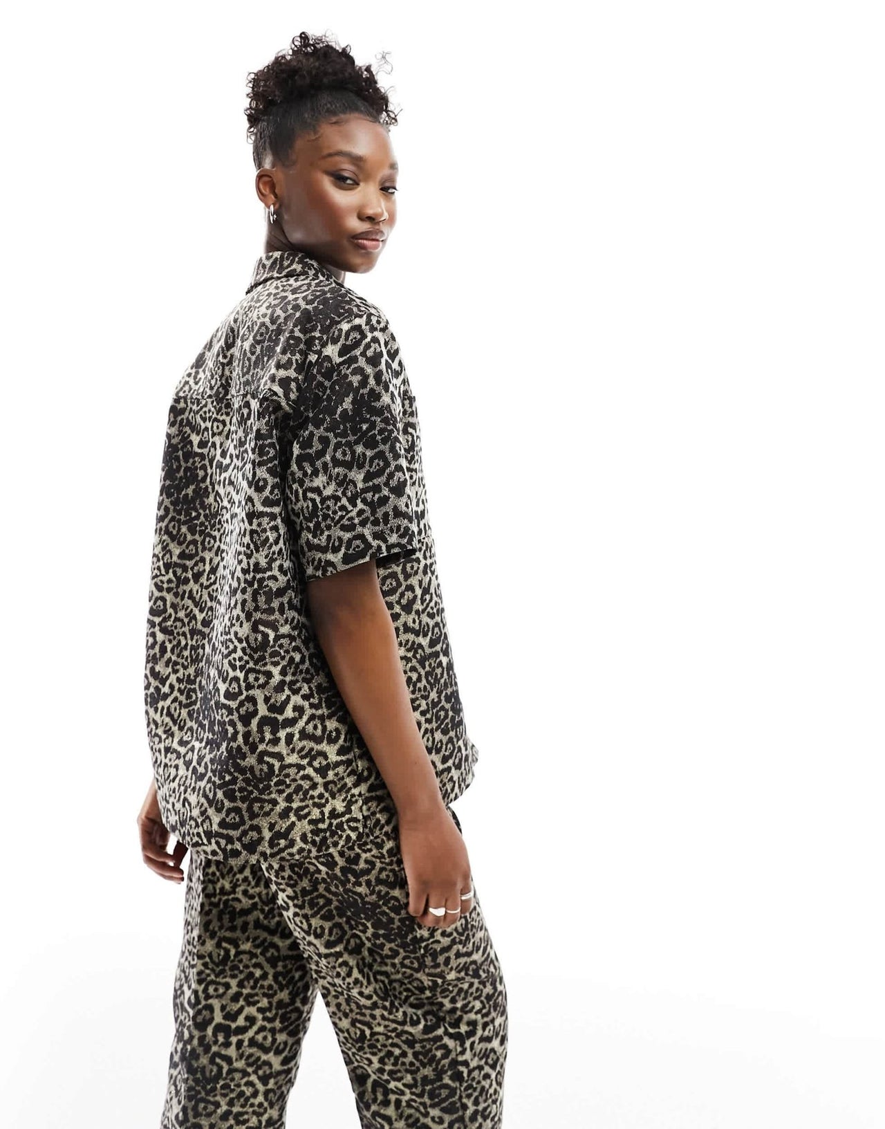 AllSaints Jemi Leppo short sleeve shirt in leopard print - ASOS Sample Sale