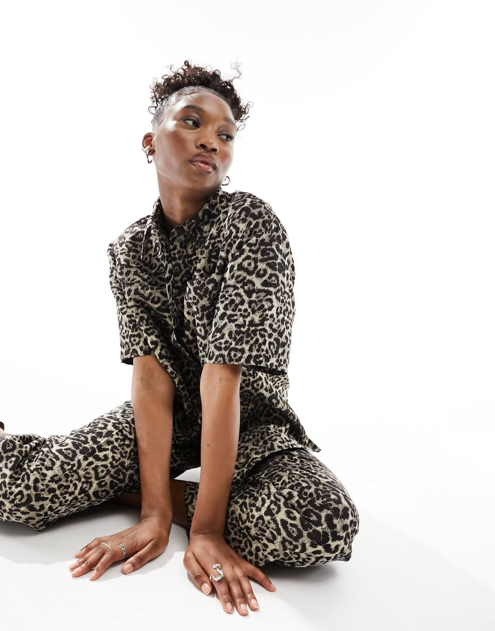 AllSaints Jemi Leppo short sleeve shirt in leopard print - ASOS Sample Sale