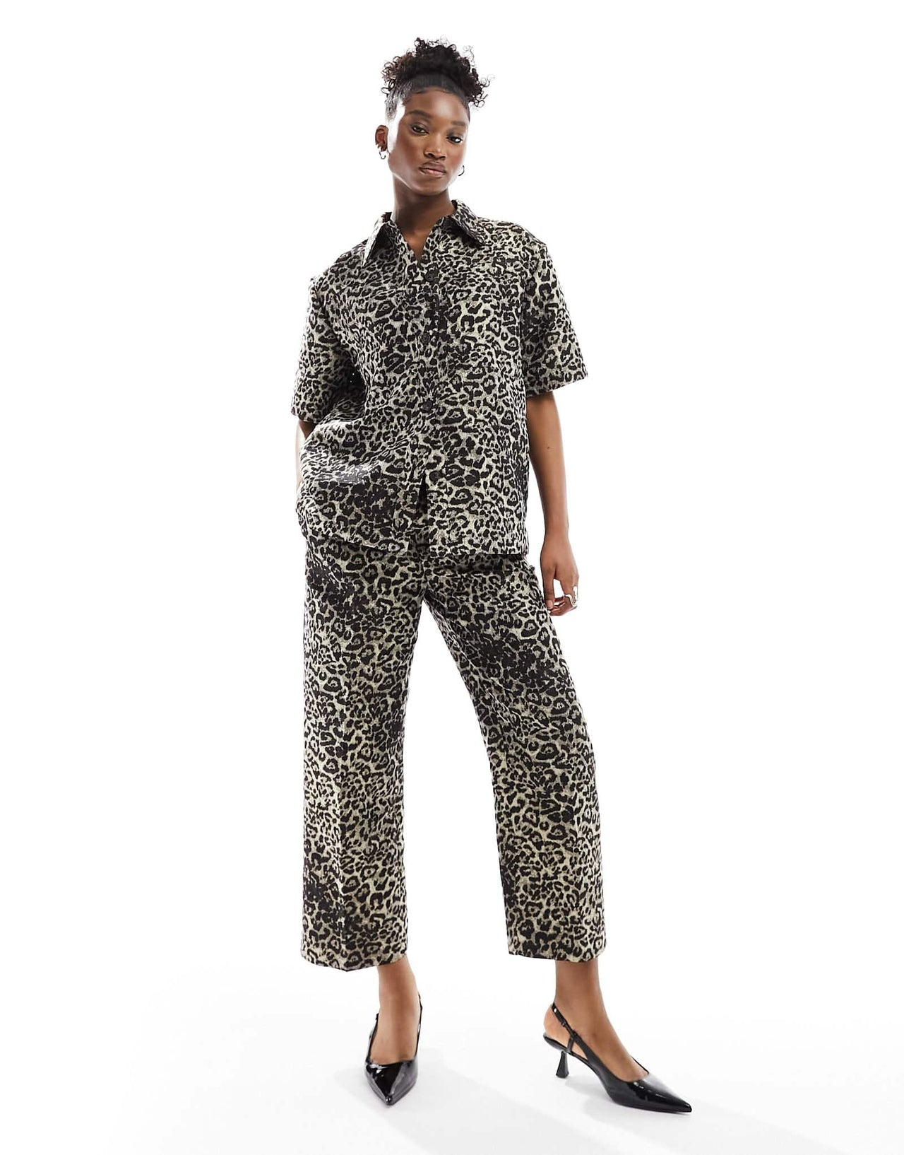 AllSaints Jemi Leppo short sleeve shirt in leopard print - ASOS Sample Sale