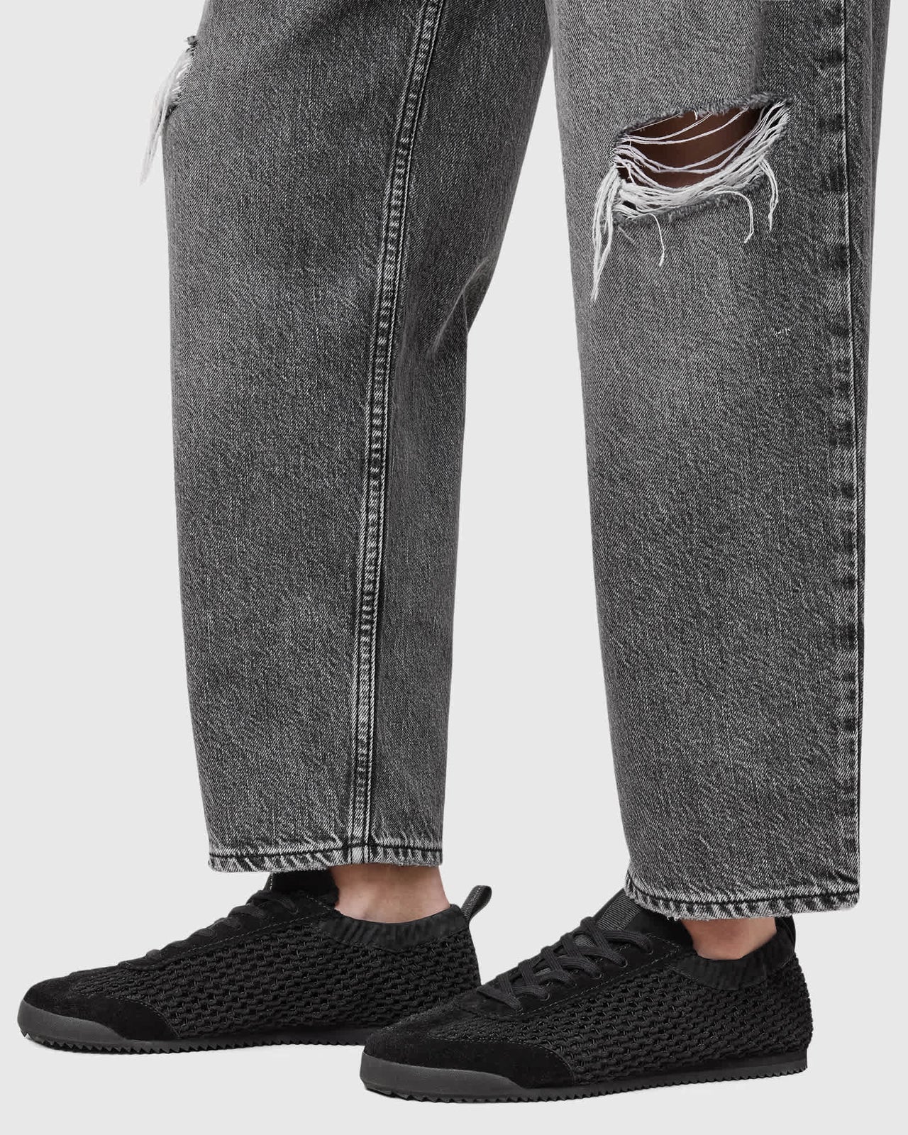 AllSaints Kenny leather woven trainers in black - ASOS Sample Sale