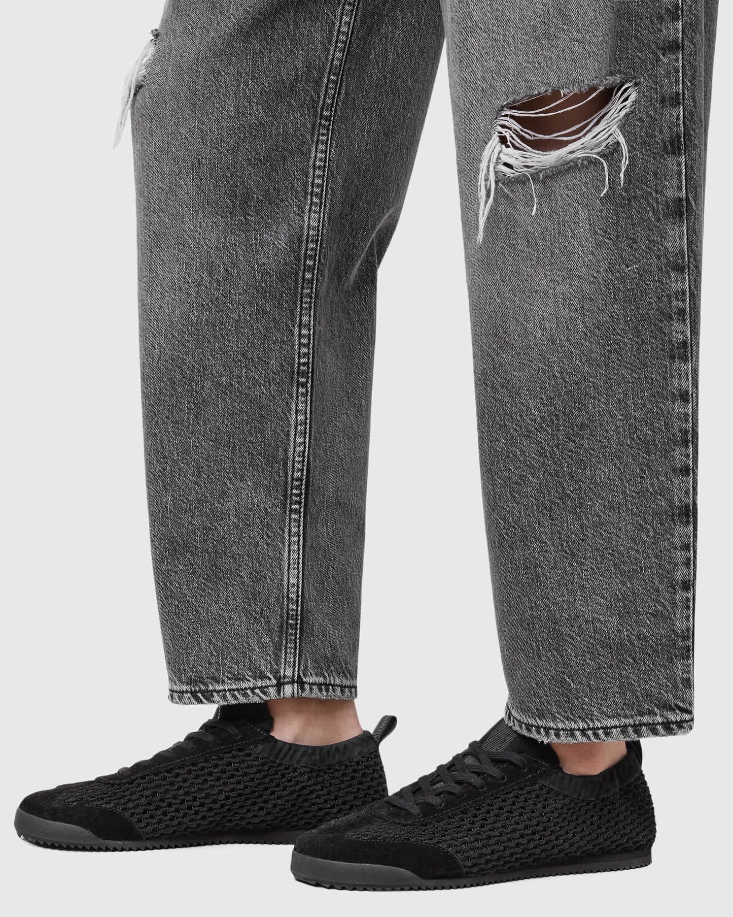 AllSaints Kenny leather woven trainers in black - ASOS Sample Sale