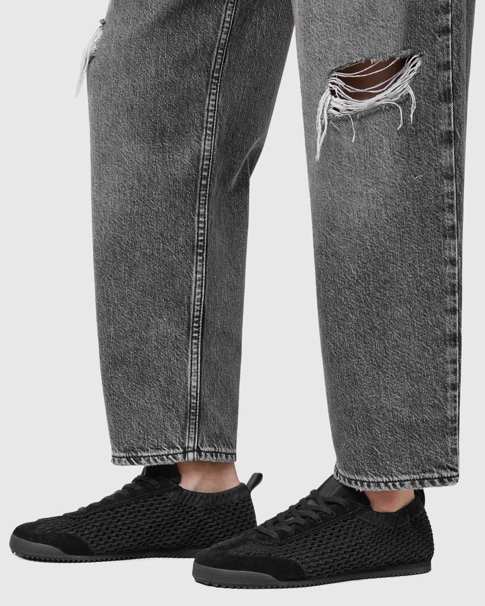 AllSaints Kenny leather woven trainers in black - ASOS Sample Sale