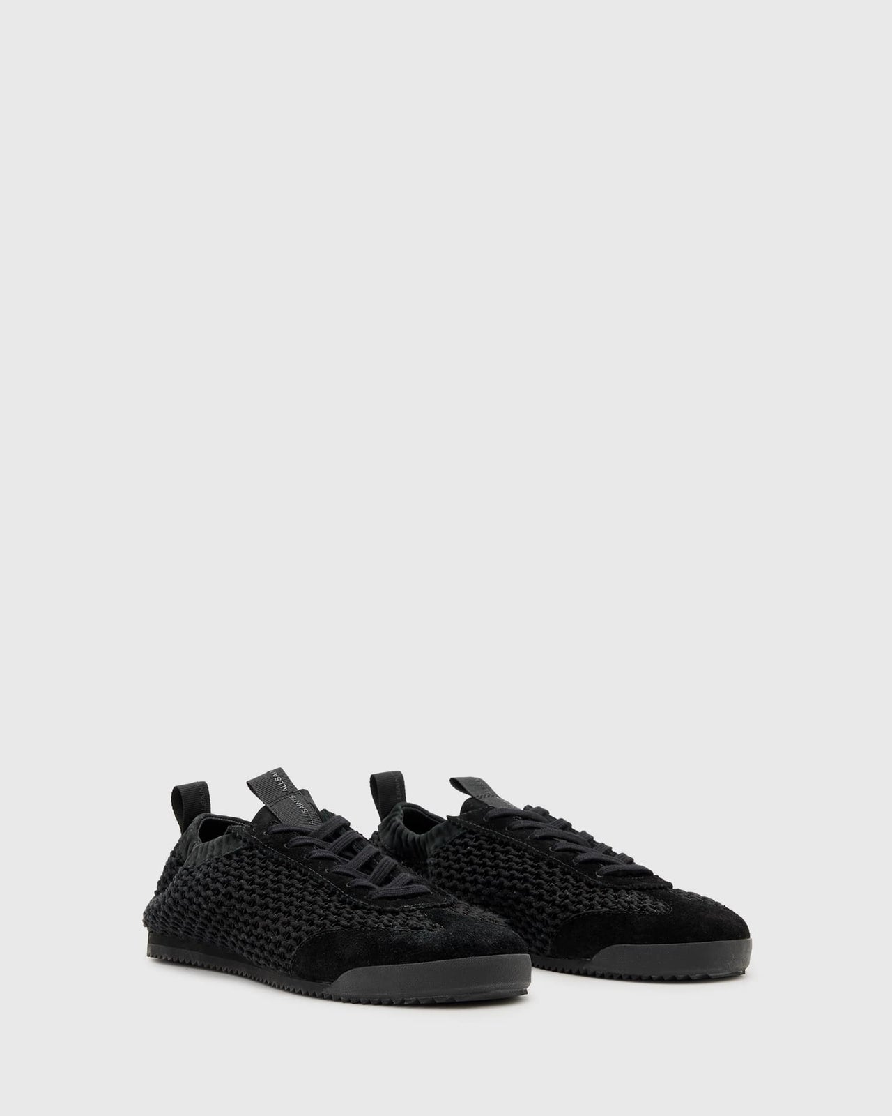 AllSaints Kenny leather woven trainers in black - ASOS Sample Sale