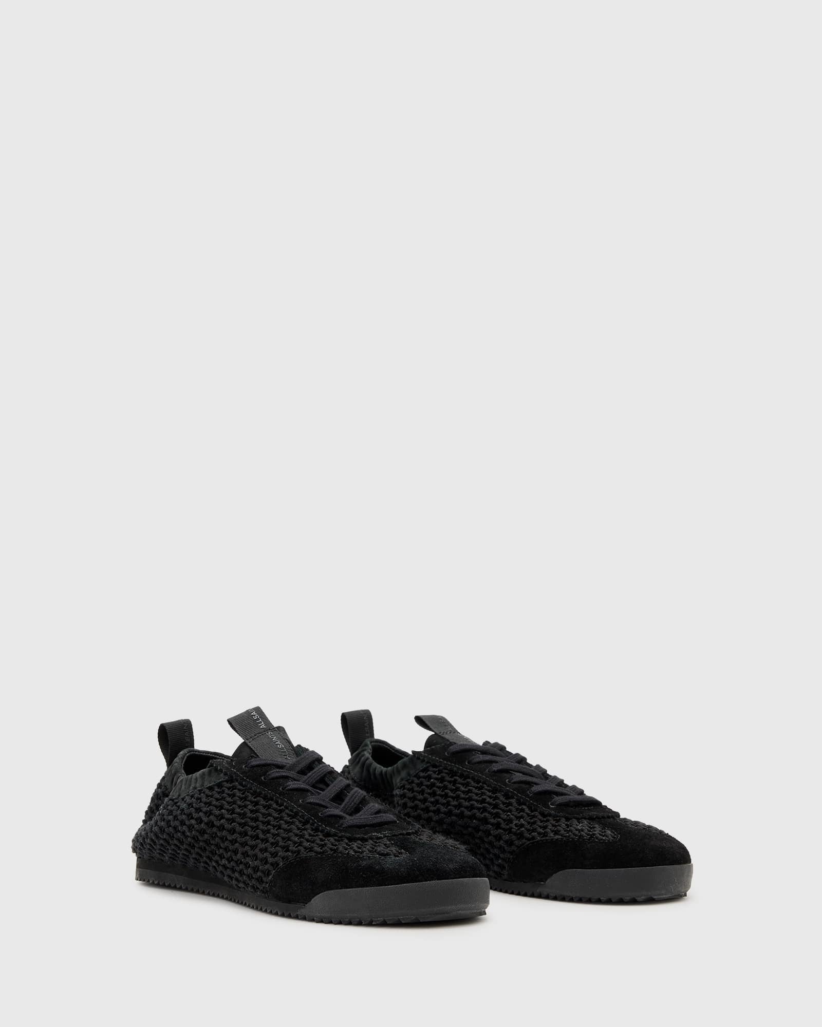 AllSaints Kenny leather woven trainers in black - ASOS Sample Sale